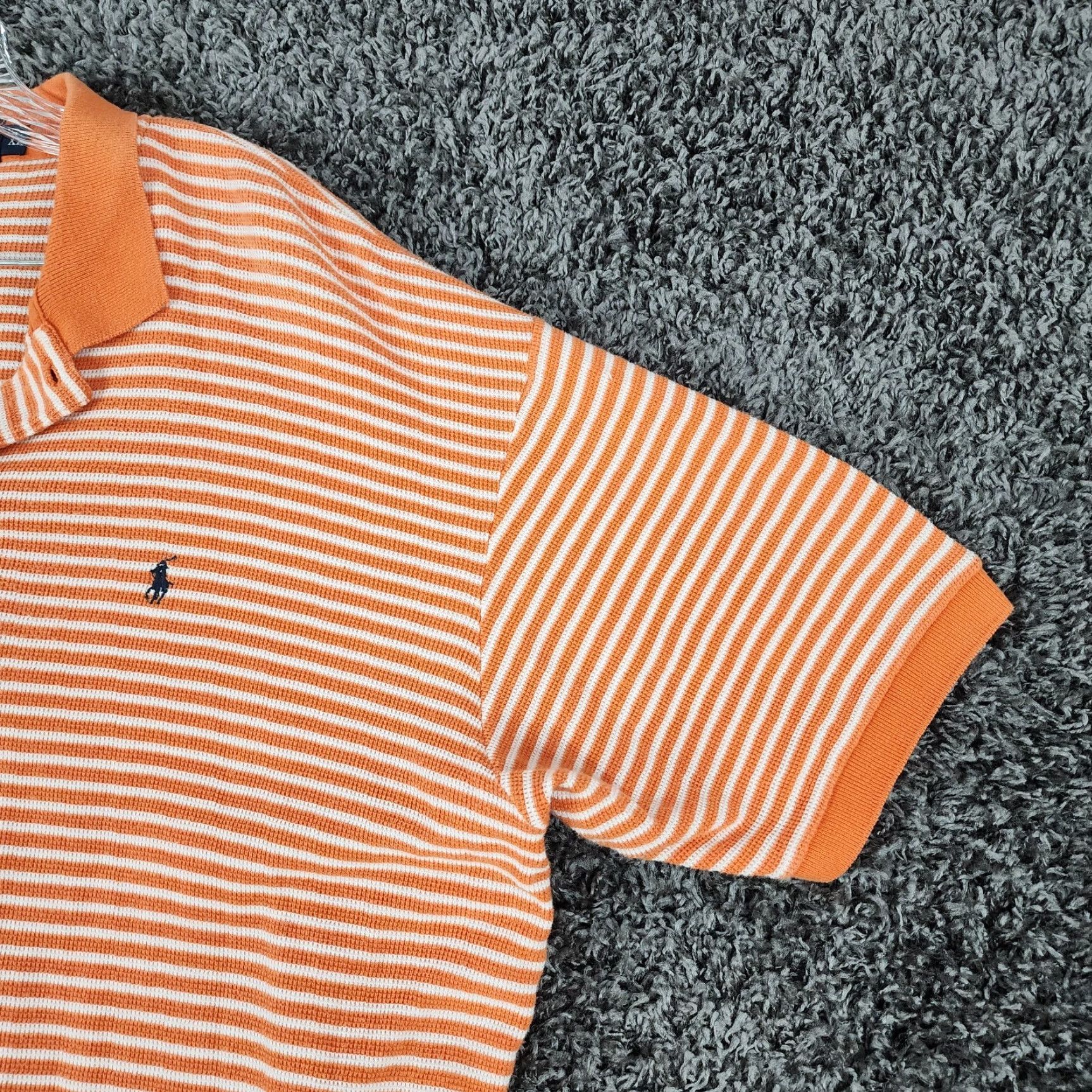 Polo Ralph Lauren Polo Ralph Lauren Shirt Men XL Orange Striped Short Sleeve Mens Size US XL / EU 56 / 4 - 2 Thumbnail
