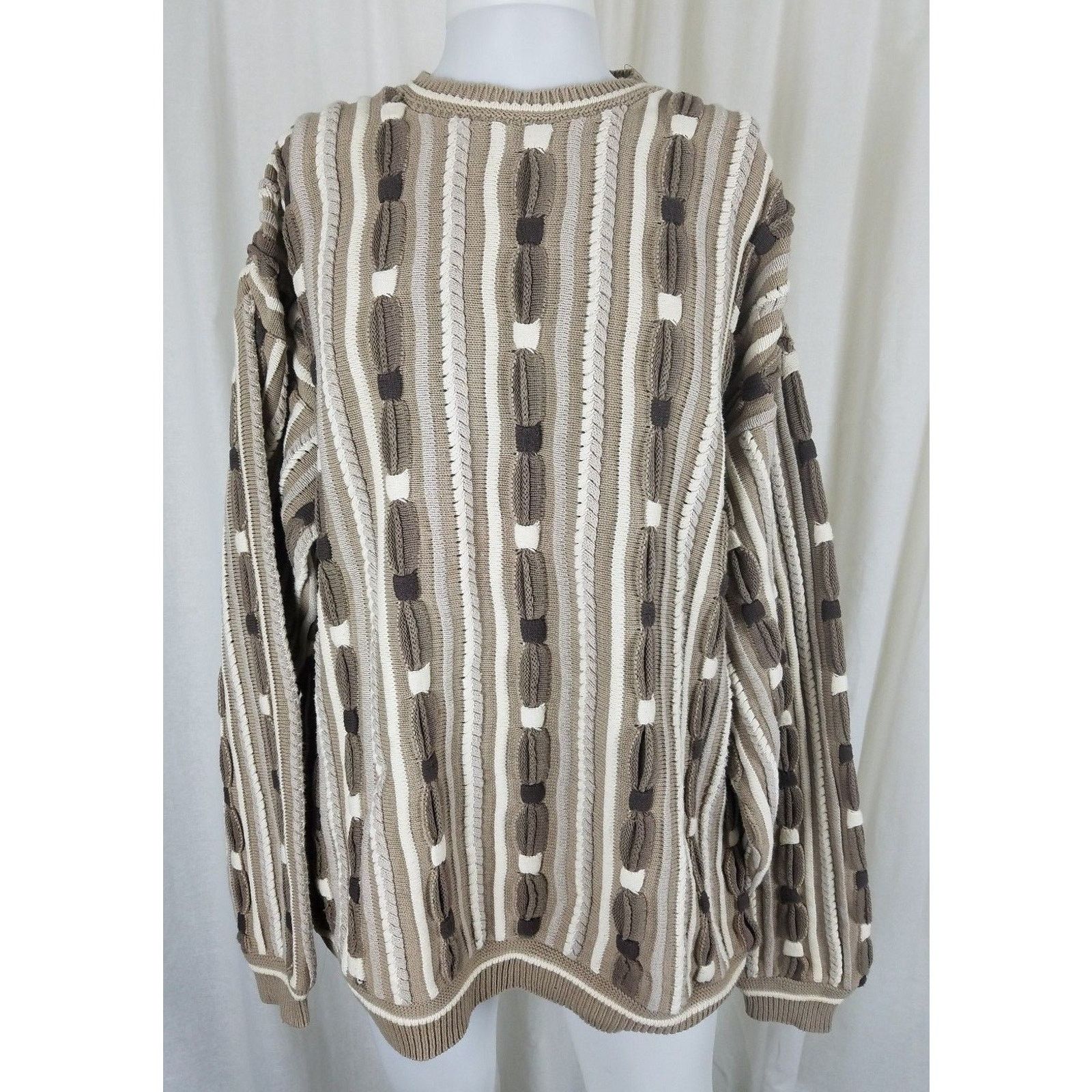 Vintage Vtg 90s Megalos 2X Knit Sweater Crazy Pattern Hip Hop Biggie Size US XXL / EU 58 / 5 - 1 Thumbnail