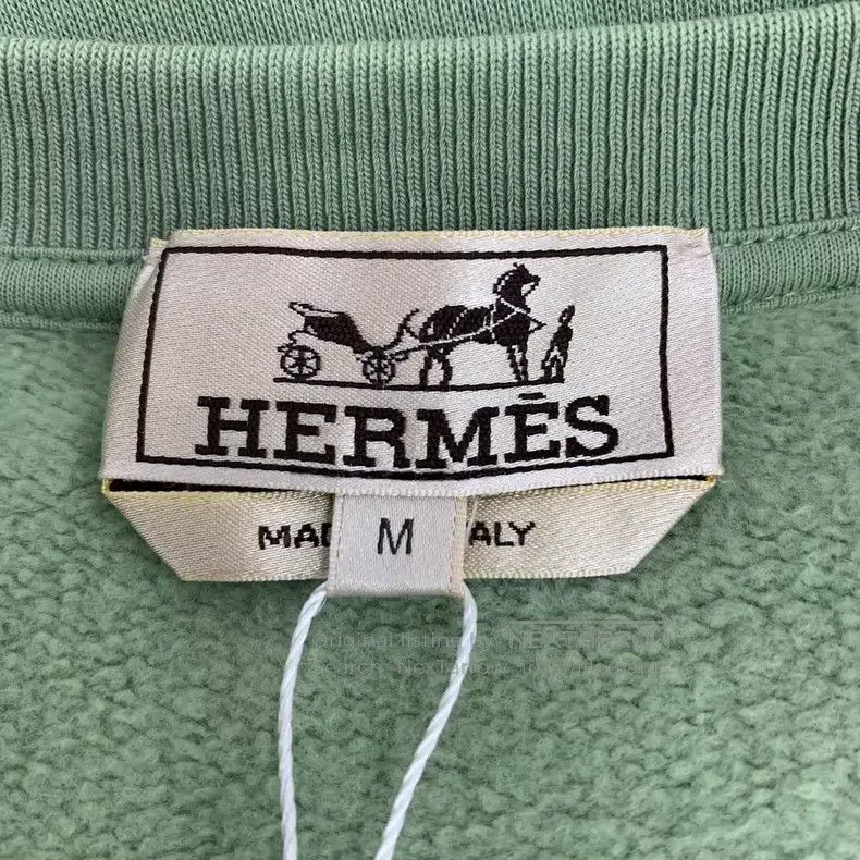 Hermes Hermes Green leather patch cotton round-neck long-sleeve s Size US M / EU 48-50 / 2 - 5 Thumbnail
