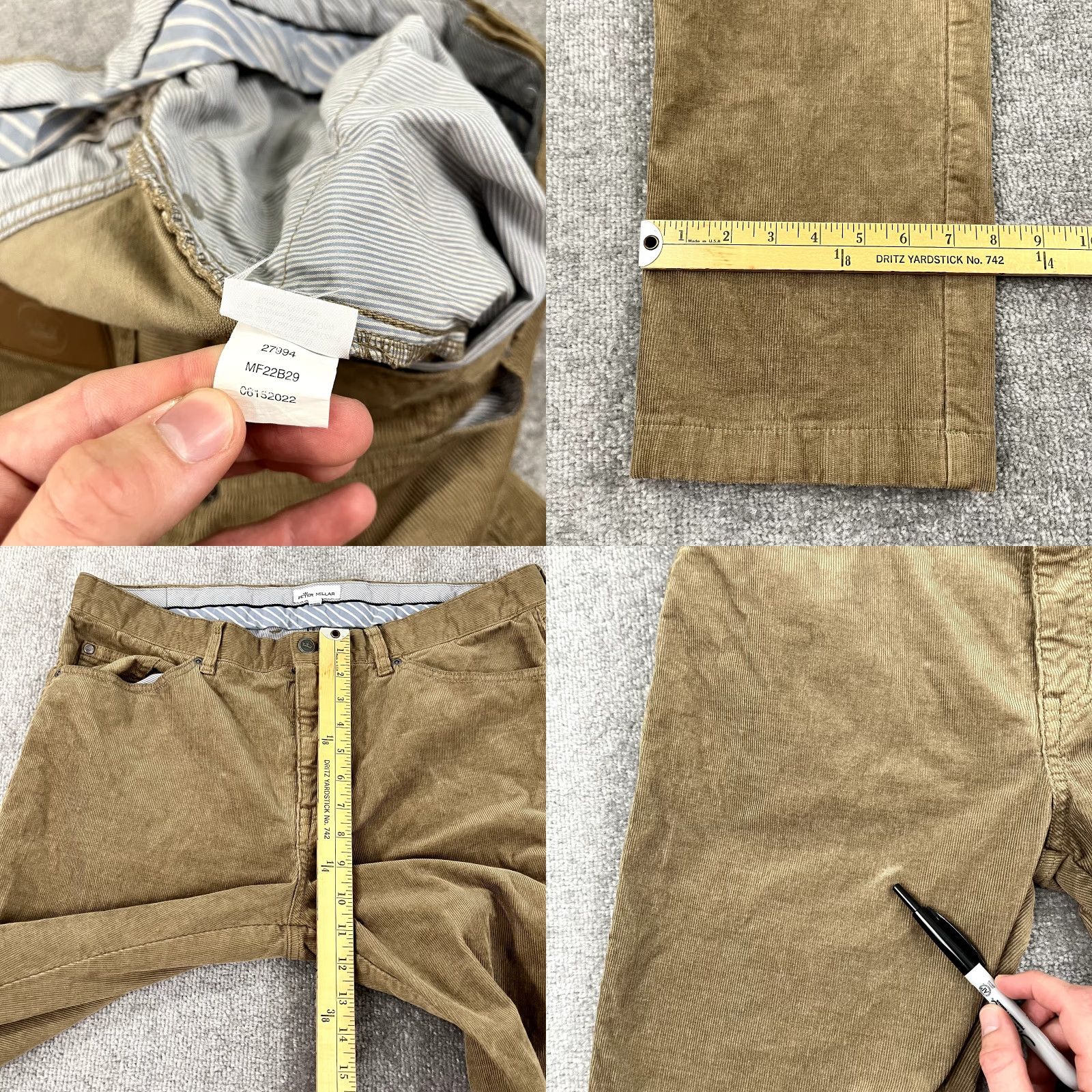 Peter Millar PETER MILLAR Pants Mens 36x29 Brown Superior Soft Corduroy 5-Pocket Casual Golf Shirt? Size US 36 / EU 52 - 8 Thumbnail