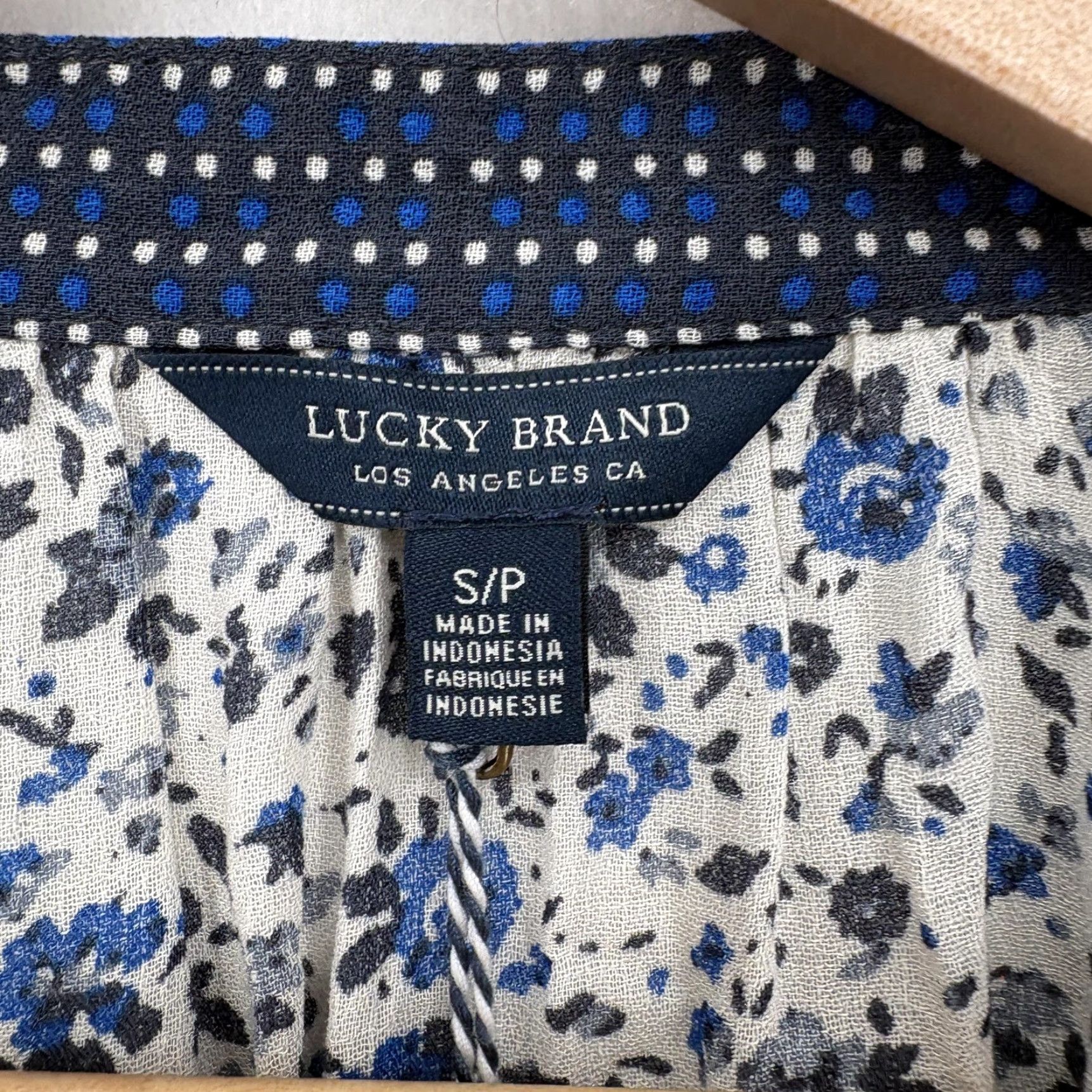 Lucky Brand Lucky Brand Blouse Womens Petite Small Blue Floral Boho Tassel Peasant Top NWT Size S / US 4 / IT 40 - 4 Thumbnail