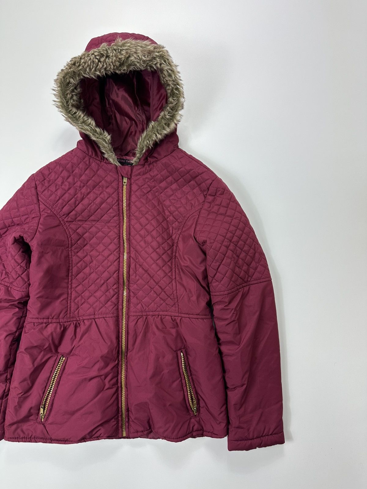 Japanese Brand Faux Fur Style Jacket Women's Zip Hooded Red Size S / US 4 / IT 40 - 4 Thumbnail