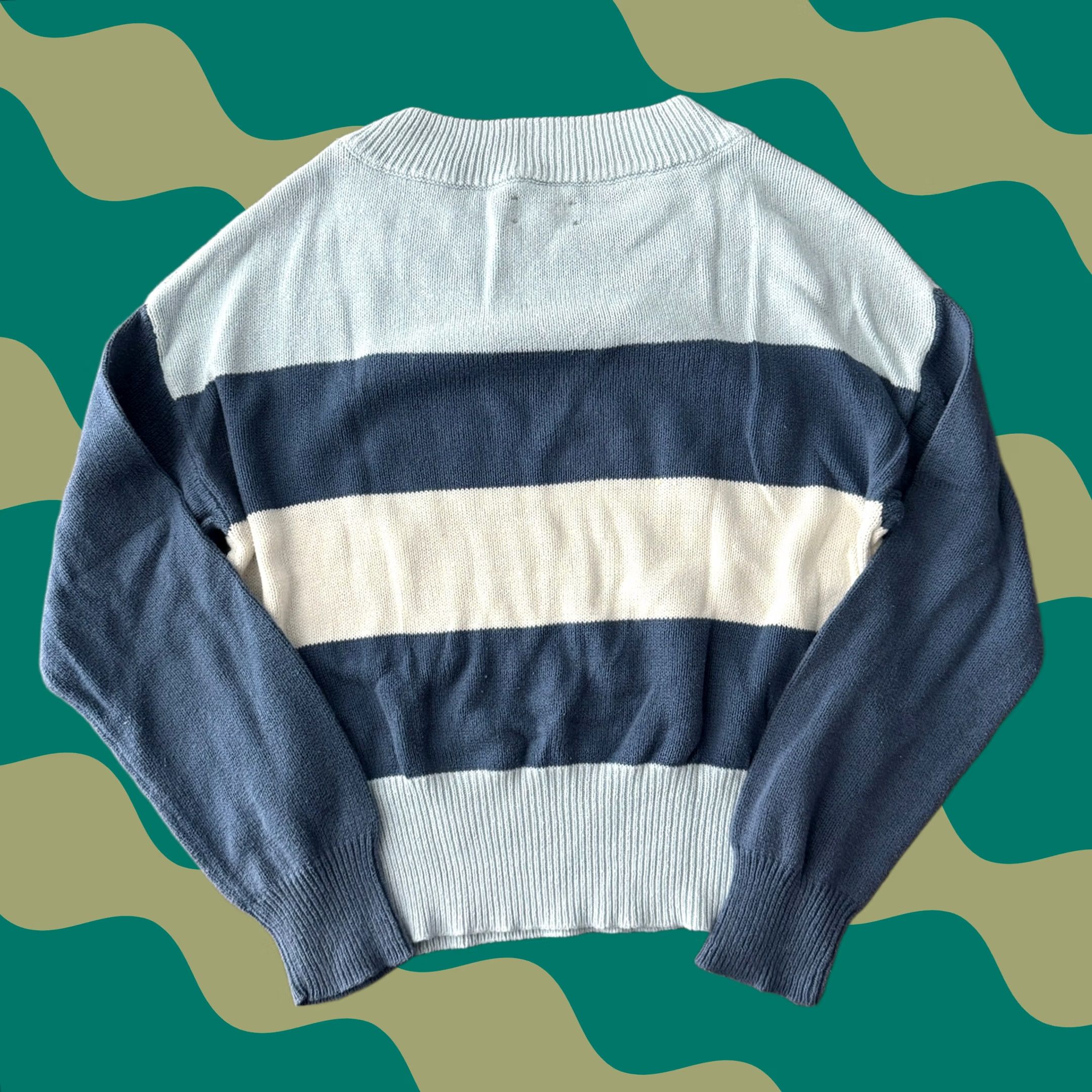 Lucky Brand VINTAGE Lucky Brand Blue White Striped Lightweight Sweater Longsleeve Small Blouse Womens Size S / US 4 / IT 40 - 1 Thumbnail