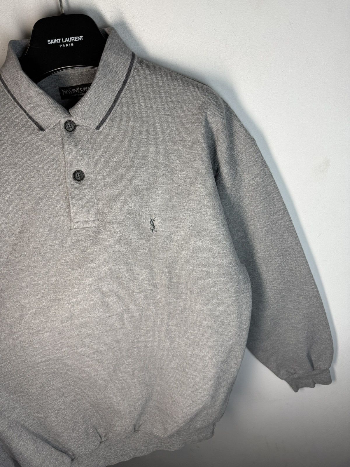 Yves Saint Laurent 90s YSL Sweatshirt 1/4 Grey Vintage Sweater Quarter Zip Size US M / EU 48-50 / 2 - 16 Thumbnail