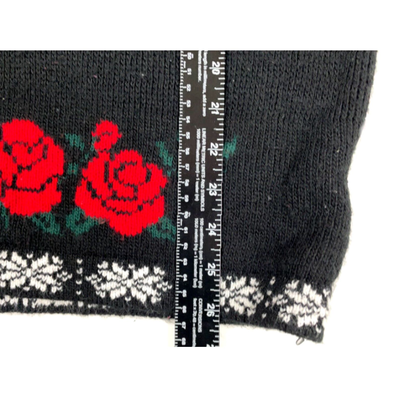 Vintage VTG 90s Classic Elements Sweater L Black Snowflake Roses Geometric Holiday USA Made Women Size L / US 10 / IT 46 - 7 Thumbnail