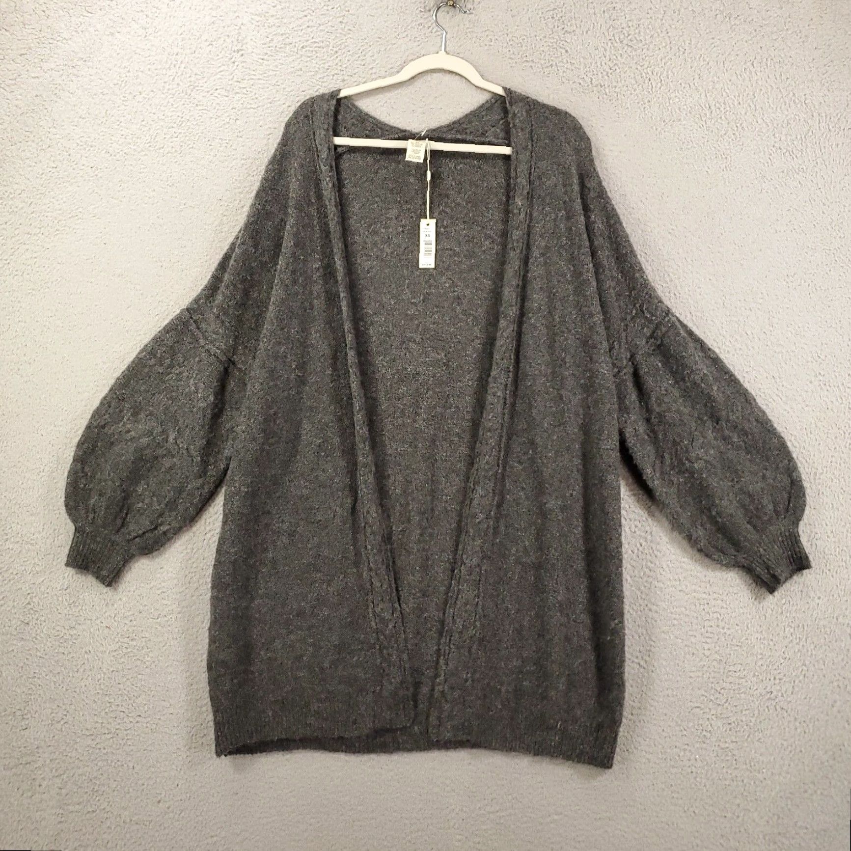 Vintage Max Studio Cardigan XS Gray Womens Oversized Open Front Balloon Sleeve NWT Size XS / US 0-2 / IT 36-38 - 4 Thumbnail