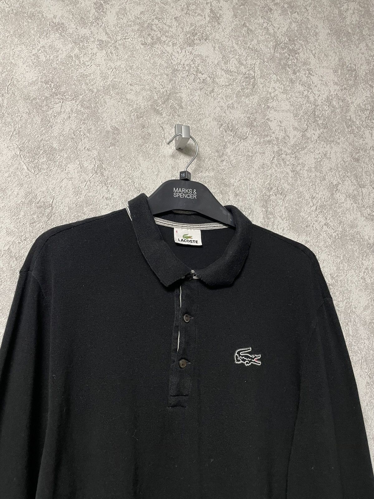 Lacoste Vintage Lacoste Black Long Sleeve Polo Shirt Size US M / EU 48-50 / 2 - 2 Thumbnail