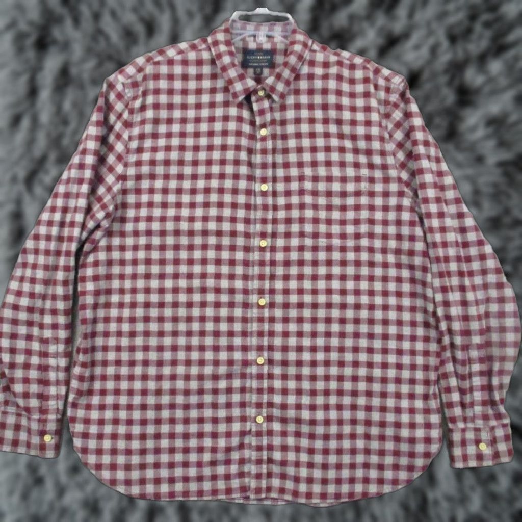 Lucky Brand Lucky Brand Shirt Mens 2XL Saturday Stretch Red Plaid Cotton Blend Long Sleeve Shirt Size US XXL / EU 58 / 5 - 1 Thumbnail