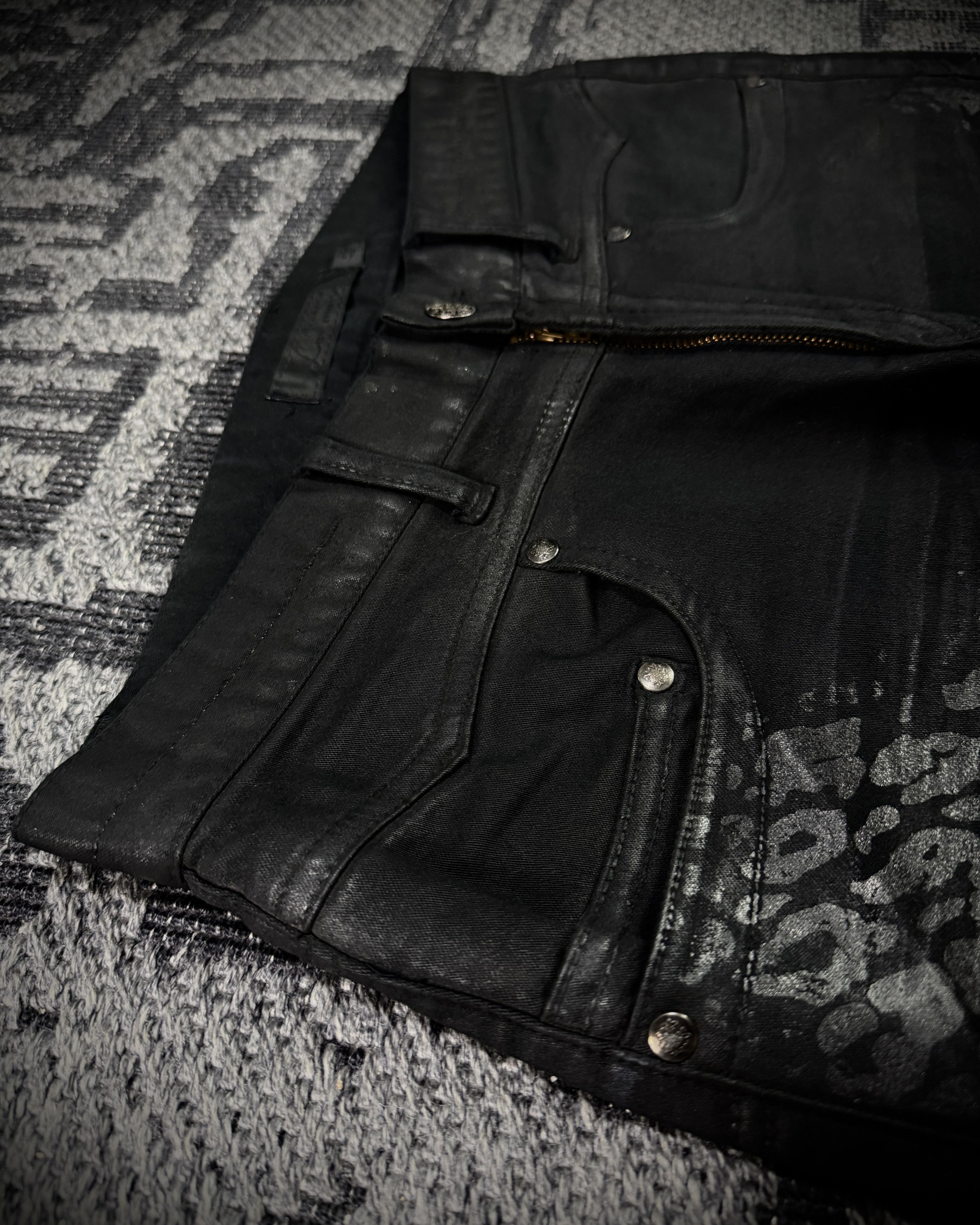 JACKROSE Jack Rose x Luv Maison Leopard Glitter Coated Flare Jeans Size US 31 - 5 Thumbnail