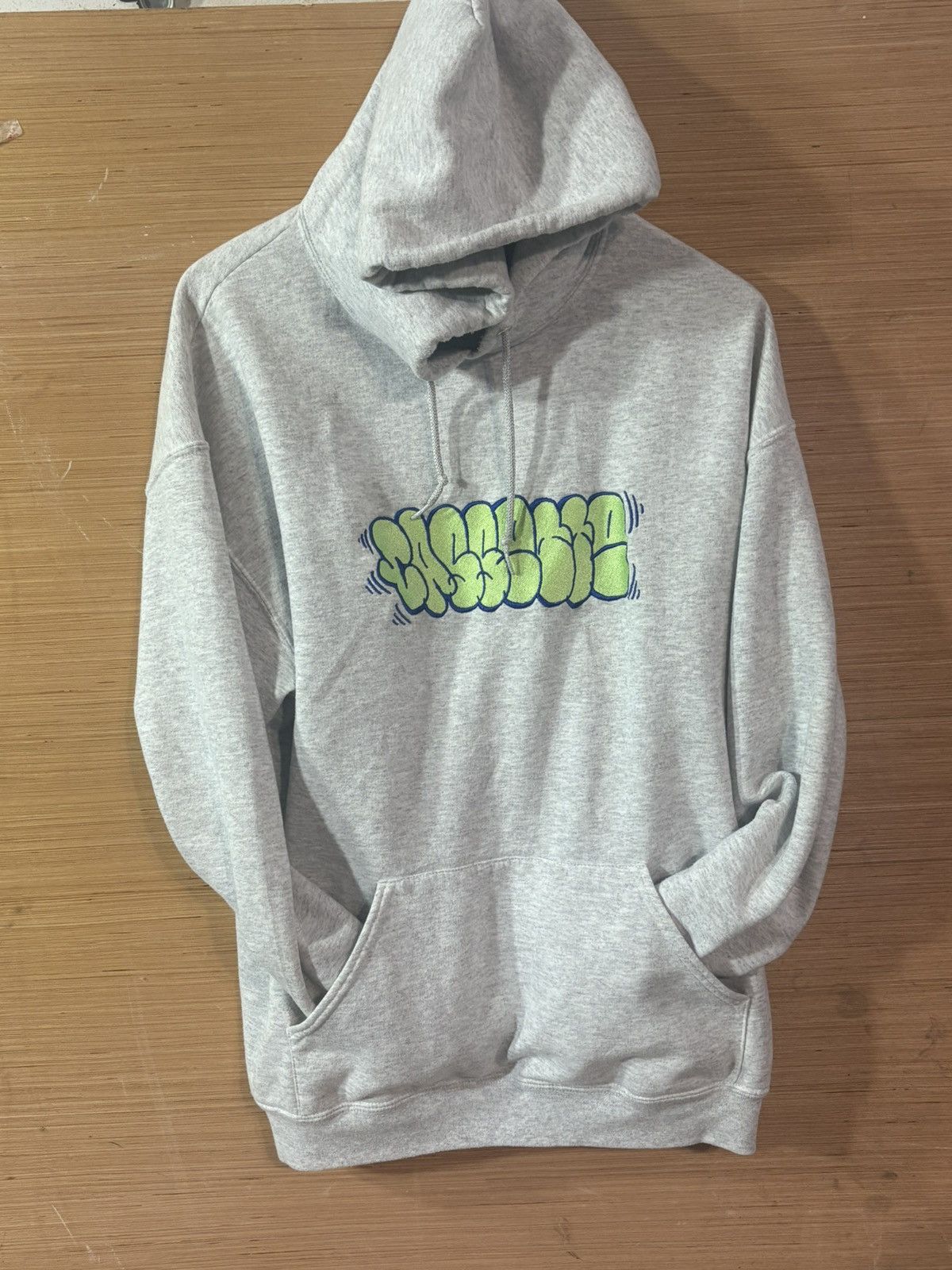 Vintage "CASSETTE" hoodie in heather grey Size US XL / EU 56 / 4 - 1 Thumbnail