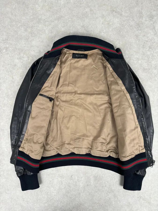 Gucci 2000s Gucci Black Leather Light Bomber Jacket Size US M / EU 48-50 / 2 - 7 Thumbnail