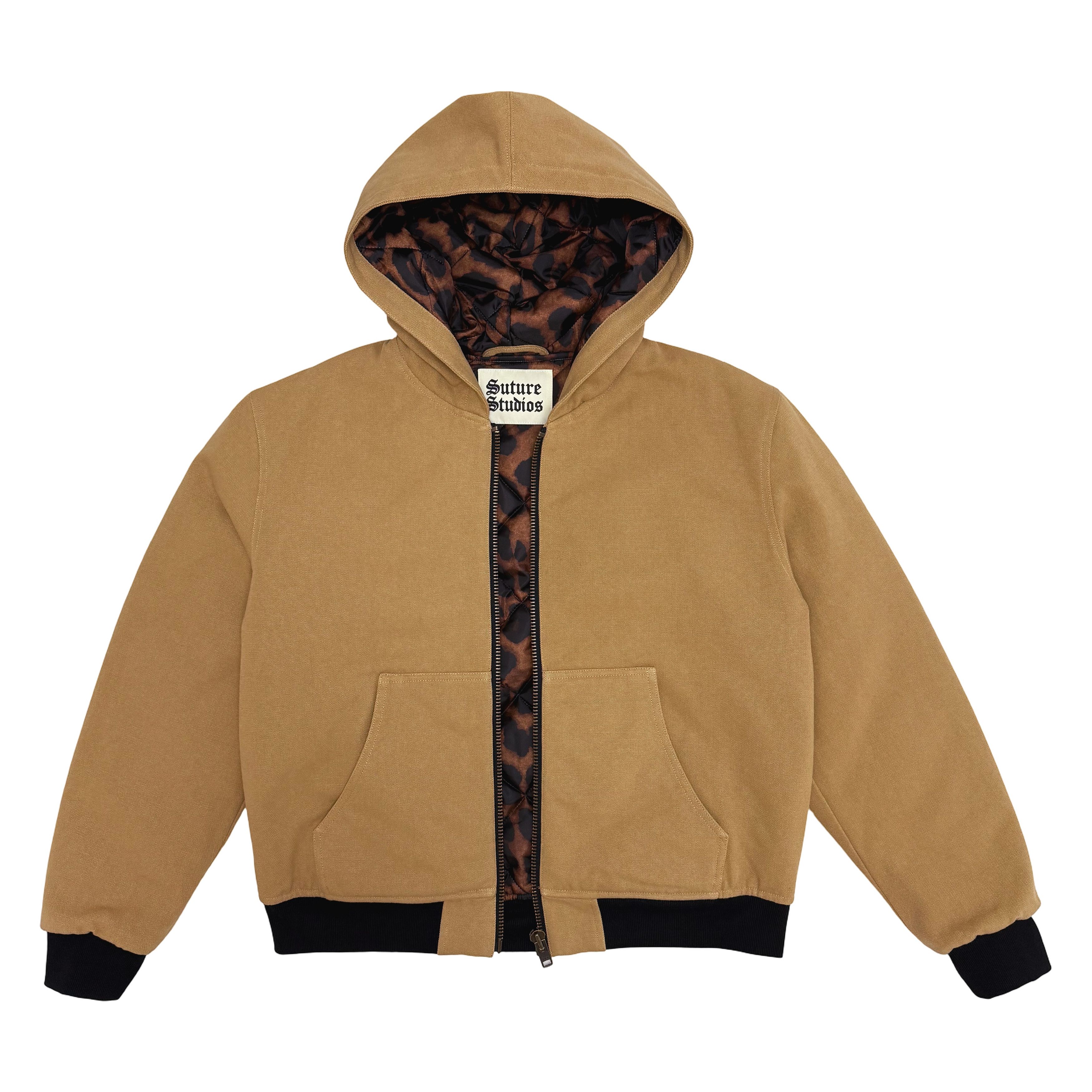 Carhartt Suture Studios 16oz. Canvas Hooded Work Jacket Camel Leopard Size US XL / EU 56 / 4 - 2 Thumbnail