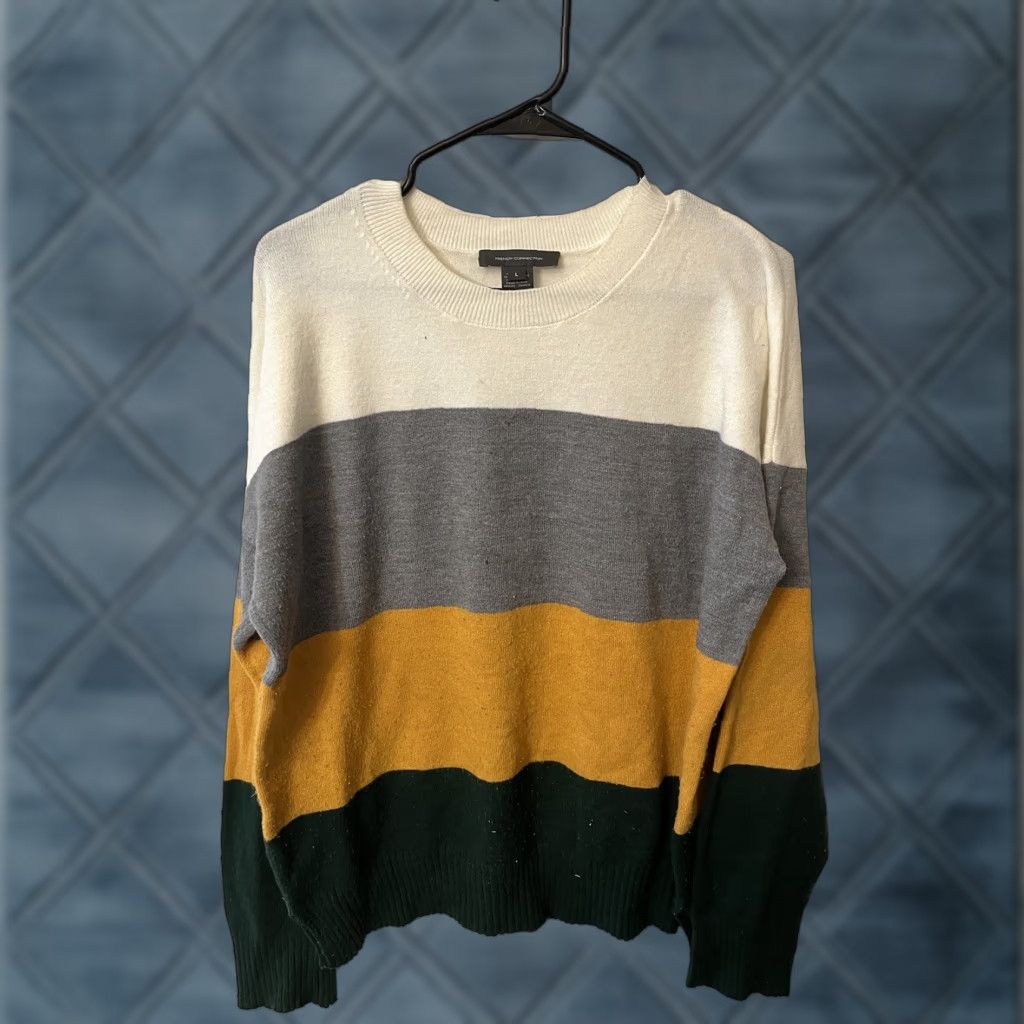 French Connection French Connection Multicolor Striped Long Sleeve Sweater Large Pullover Womens Size L / US 10 / IT 46 - 1 Thumbnail