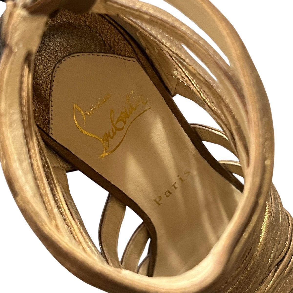 Christian Louboutin Christian Louboutin Bronze Leather Tinazata Cutout Sandals Size US 8.5 / IT 38.5 - 6 Thumbnail