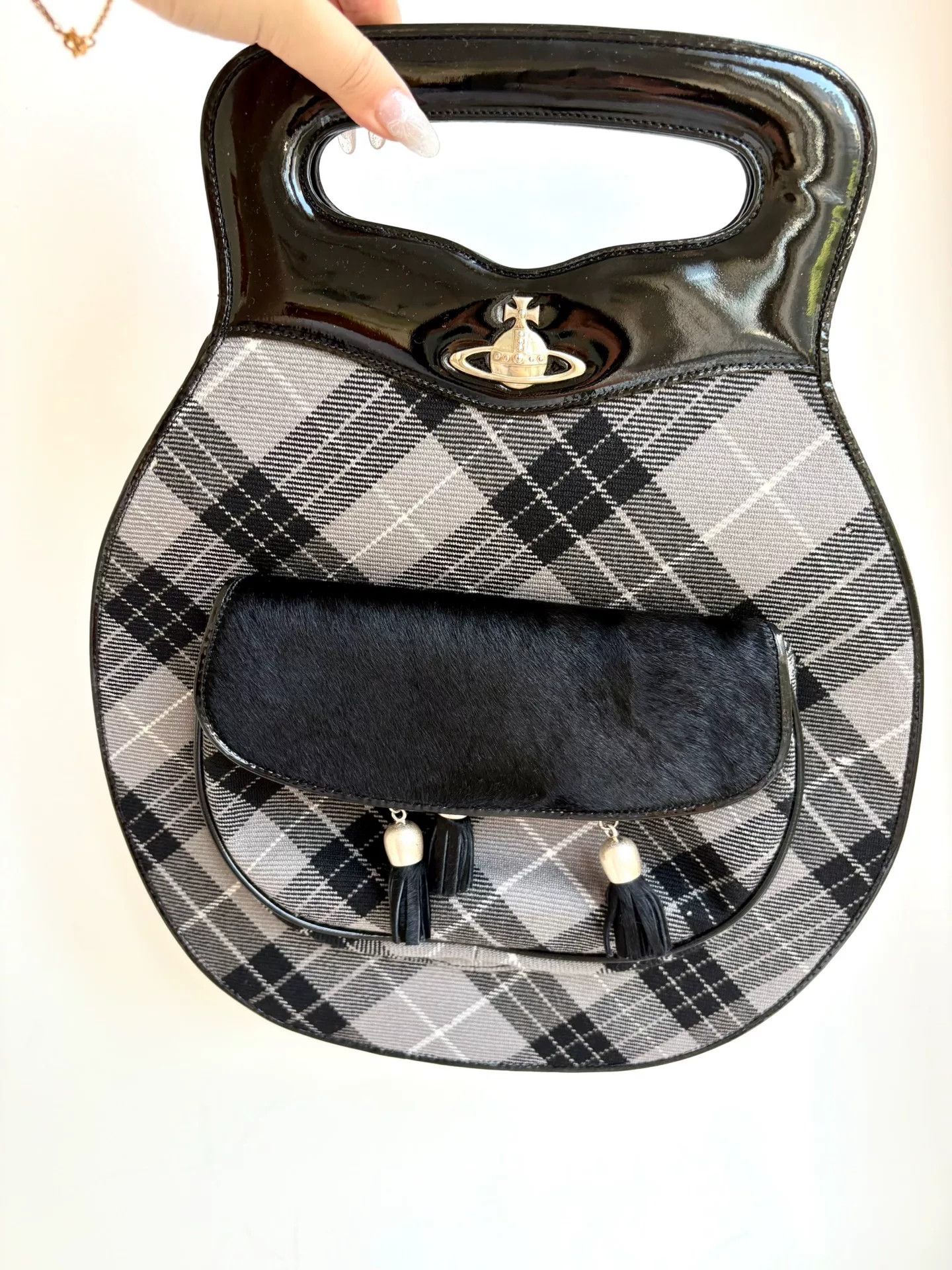 Vivienne Westwood Vivienne Westwood Vintage Gray Plaid Handbag Size ONE SIZE - 1 Thumbnail