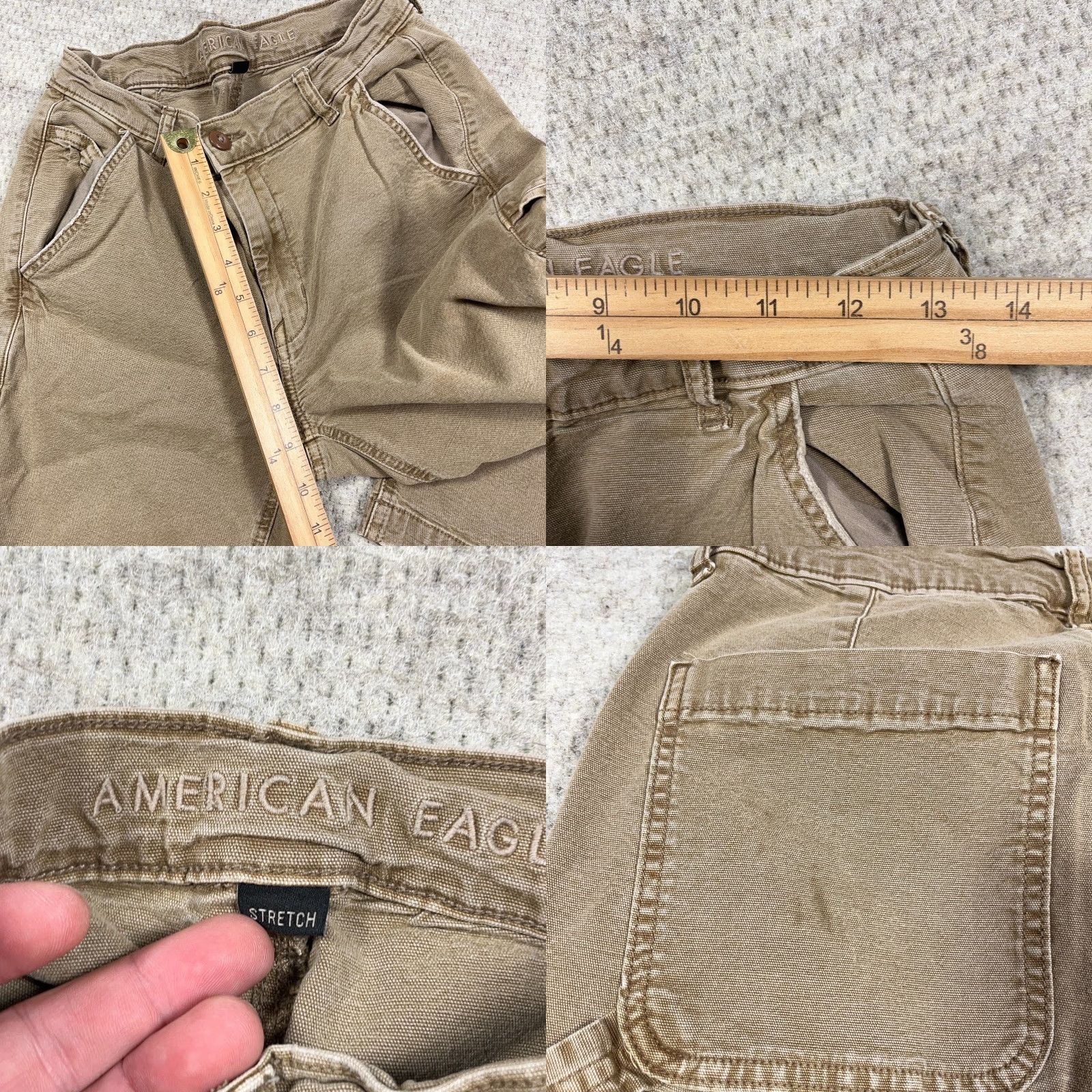 American Eagle Outfitters American Eagle Carpenter Pants Women 6 Brown Tan Canvas Straight Leg Retro 26x29 Jeans Womens Size 28" / US 6 / IT 42 - 9 Thumbnail