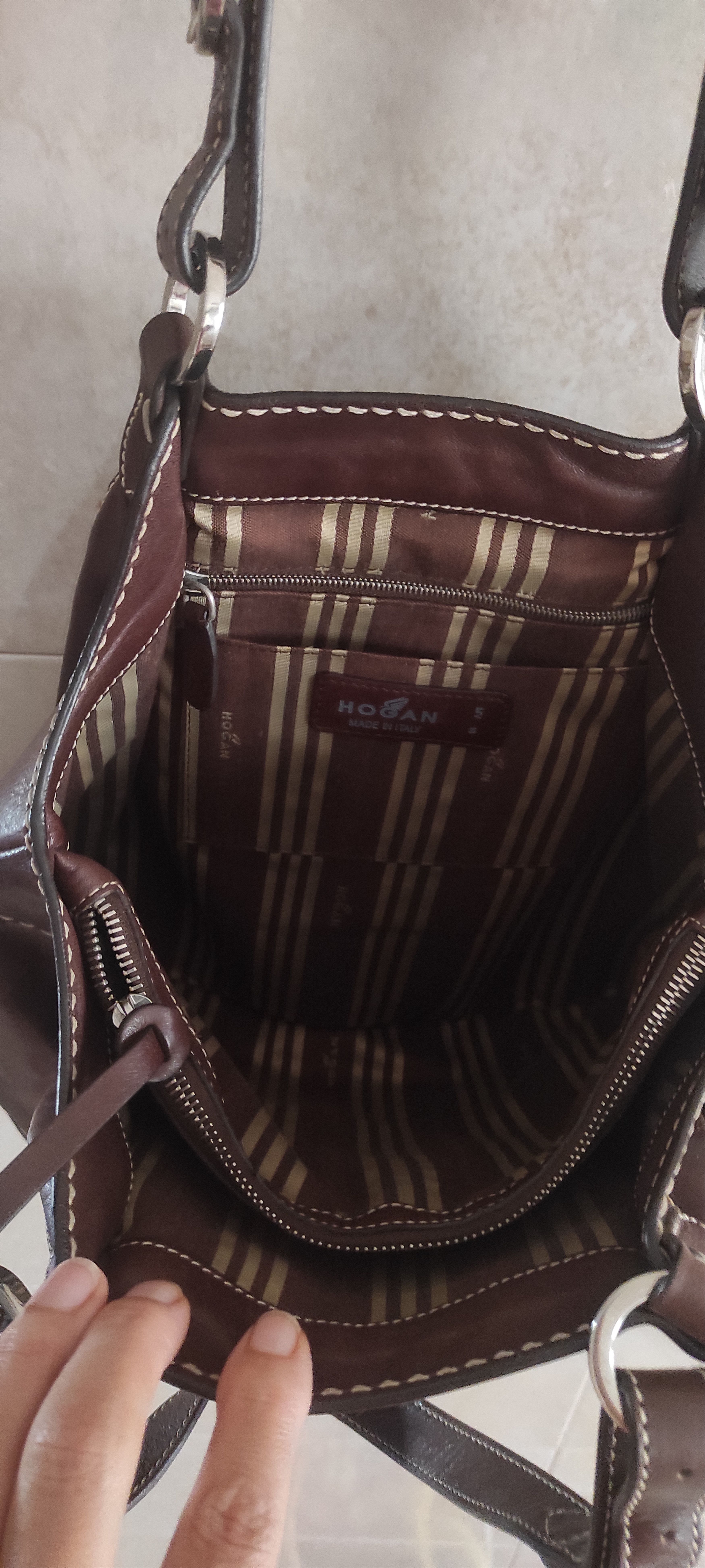 Hogan Hogan Vintage Cognac Brown Leather Shoulder Bag Made Italy Size ONE SIZE - 15 Thumbnail