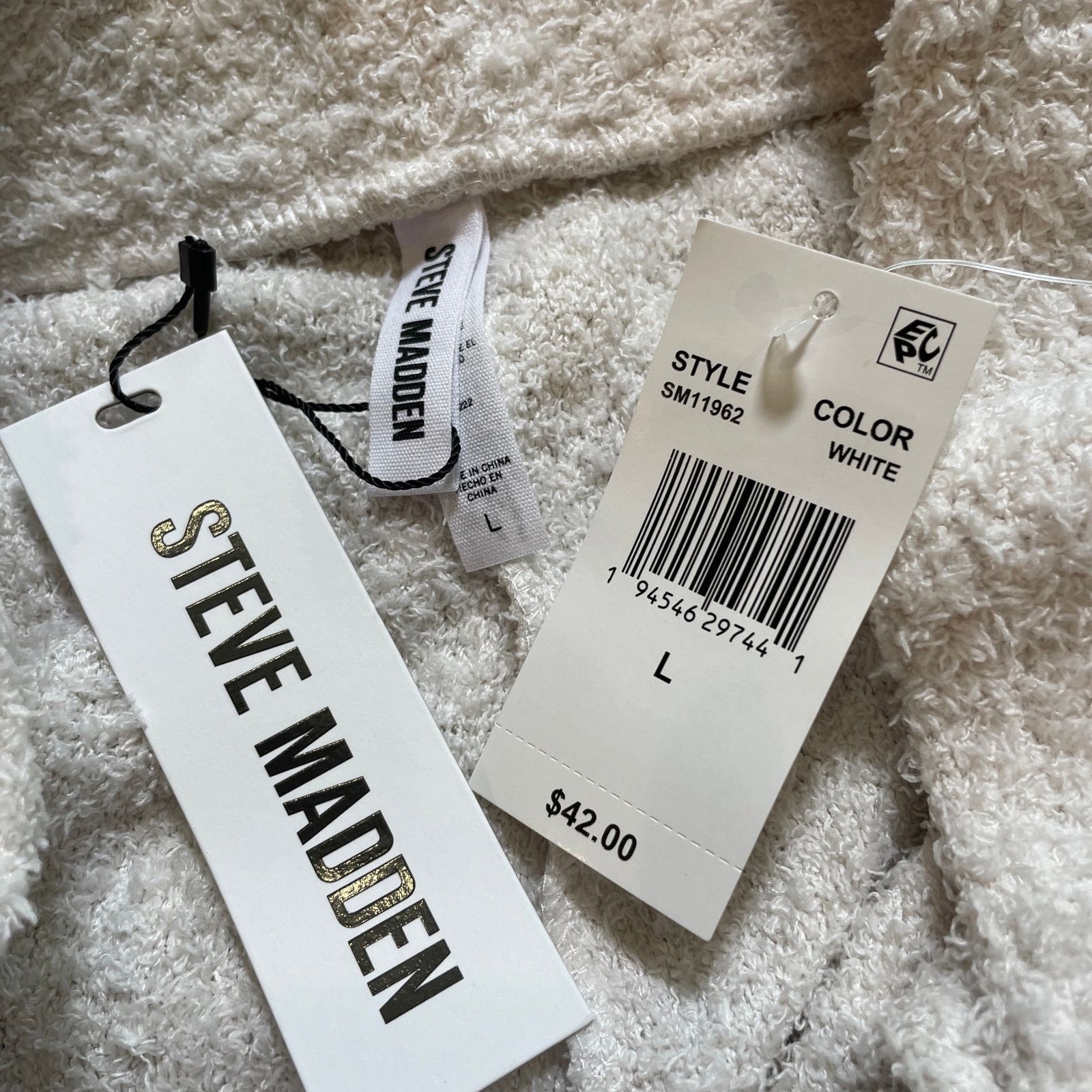 Steve Madden Steve Madden Women's Chenille Sleep Shorts, white Large Size 28" / US 6 / IT 42 - 4 Thumbnail