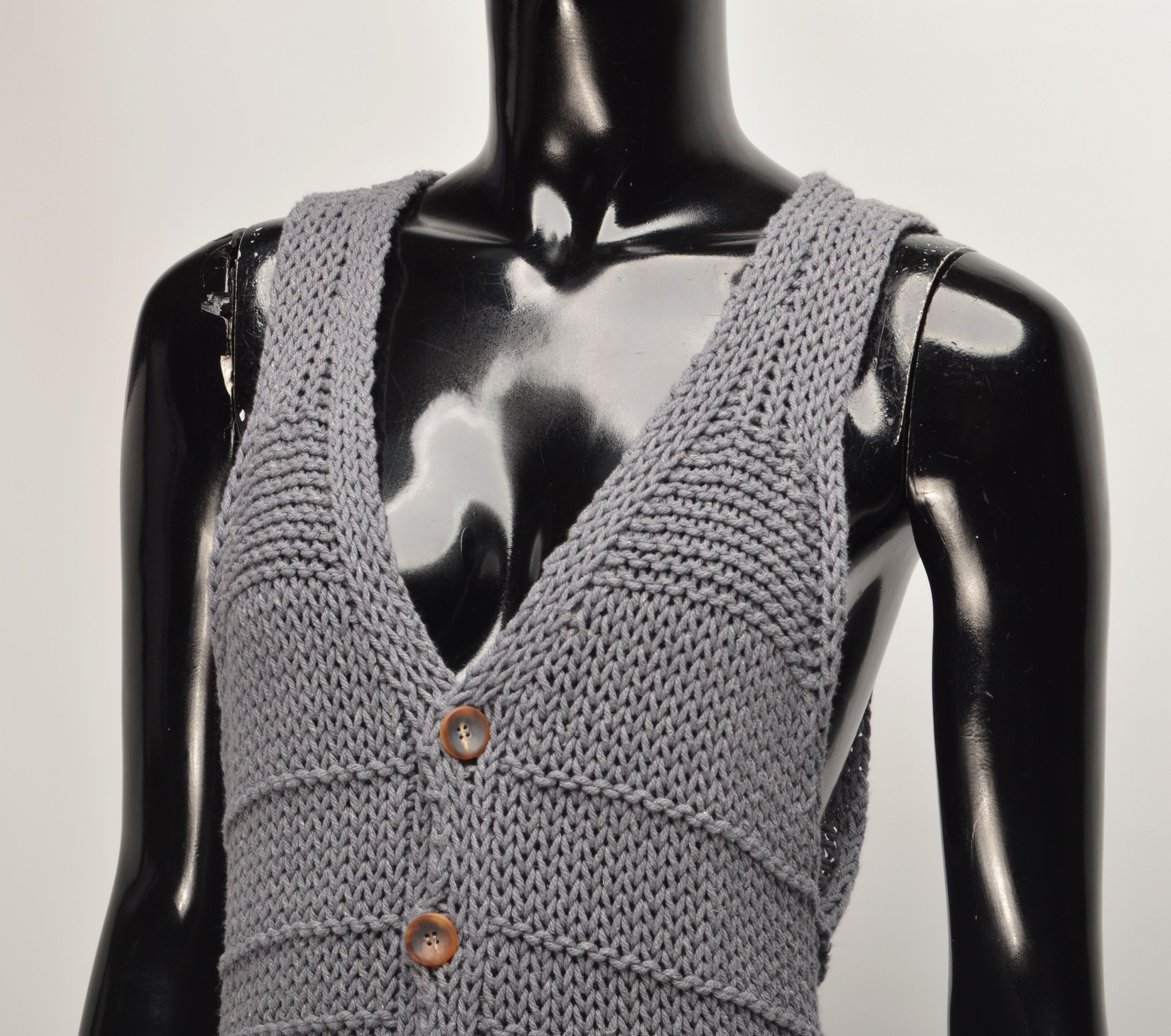 Diesel Black Gold Diesel Black Gold Chunky Knit Gray Y2K Cotton Vest Size L / US 10 / IT 46 - 2 Thumbnail