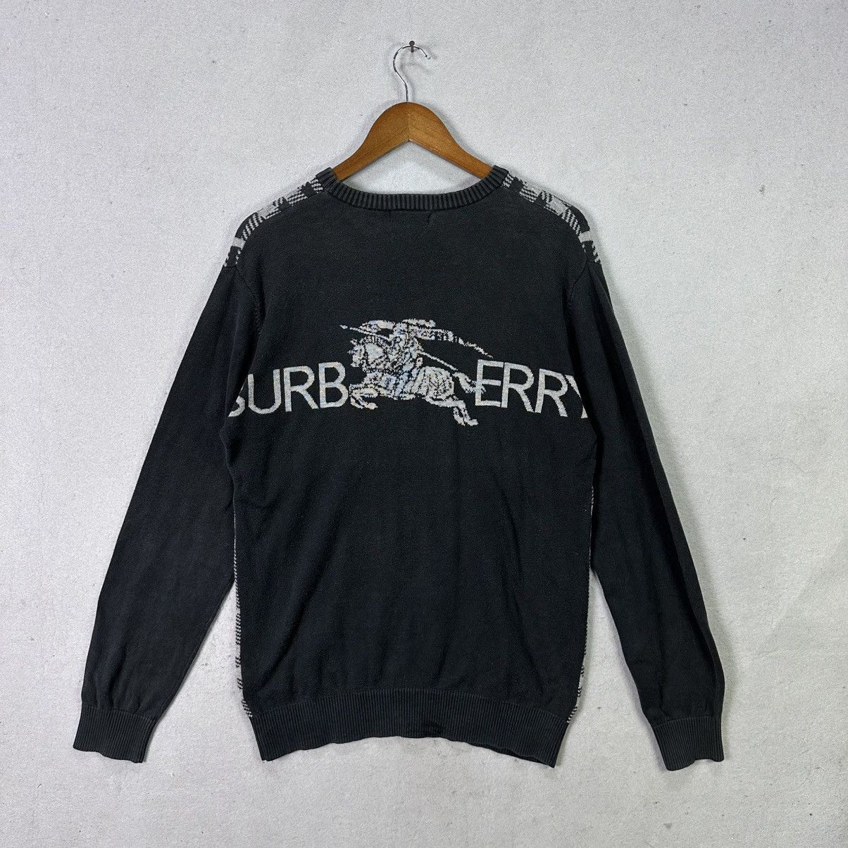 Burberry Vintage Y2K Burberry London Big Logo Nova Check Knit Size US XL / EU 56 / 4 - 3 Thumbnail