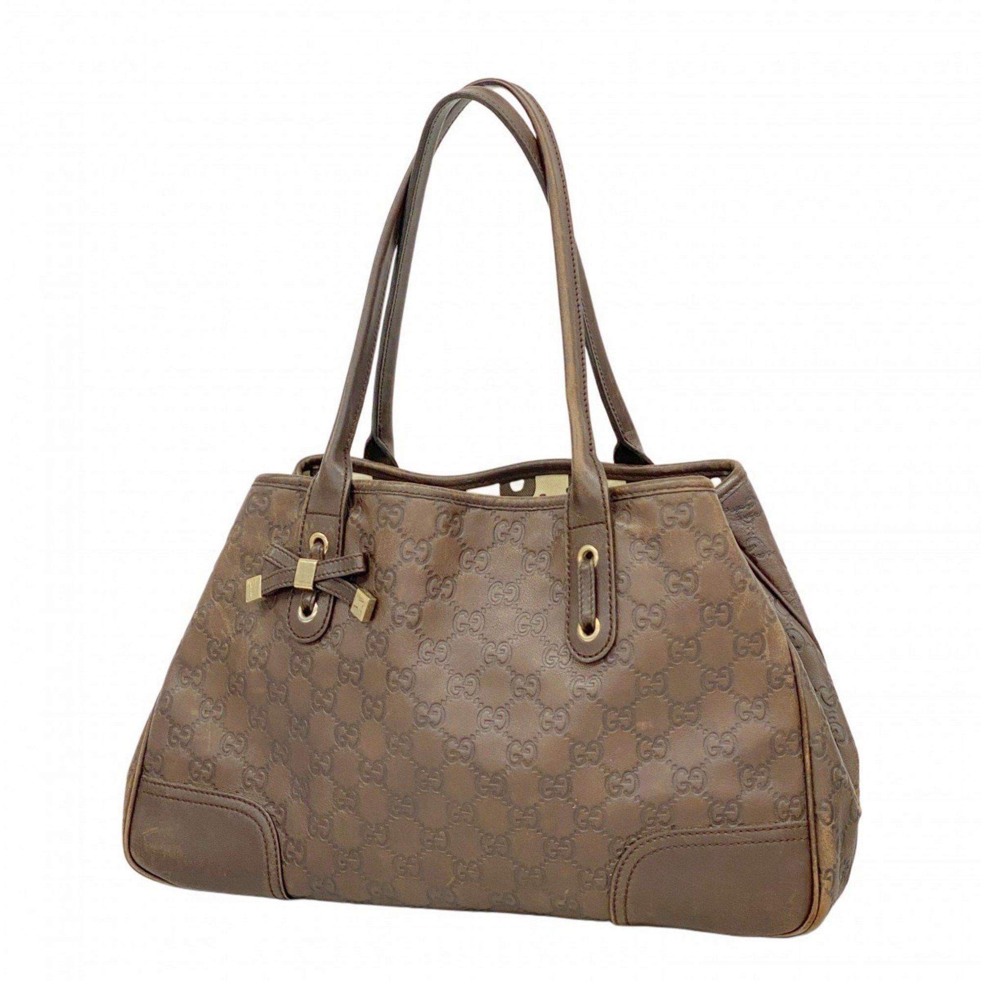 Gucci Tote Bag Guccissima 163805 Leather Brown Women's