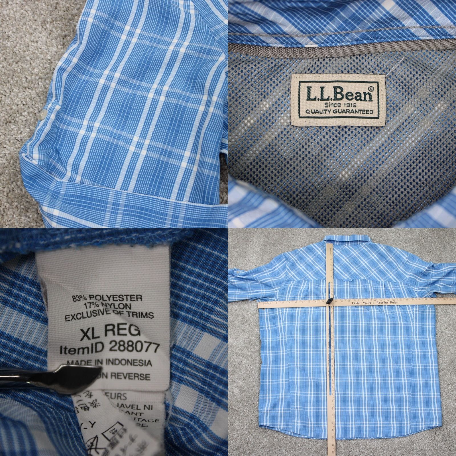 Vintage L.L. Bean Seersucker Shirt Men XL Reg Blue/White Comfort Stretch L/S Button-Up Shirt Size US XL / EU 56 / 4 - 8 Thumbnail