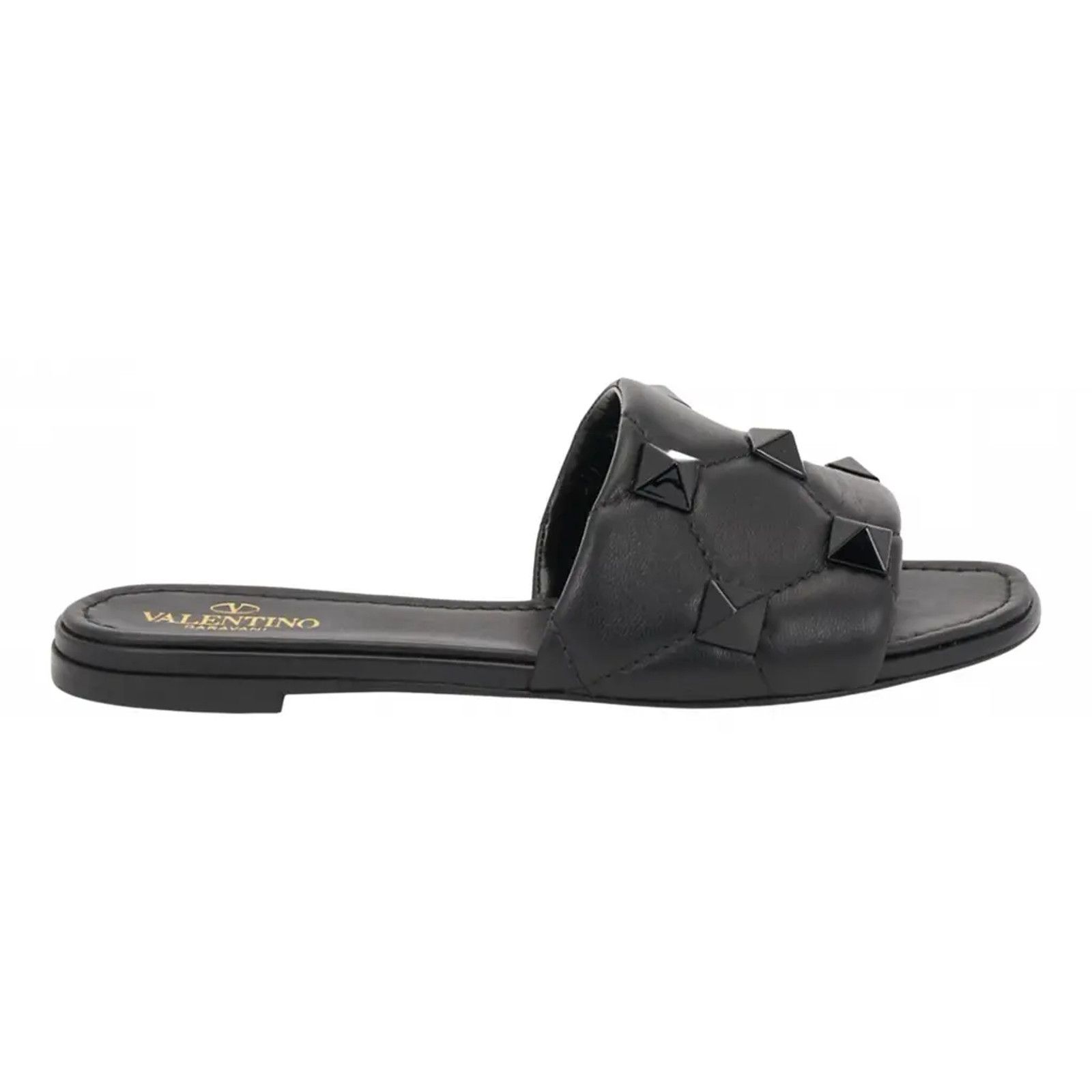 Valentino Valentino Rockstud Roman Stud Black Leather Quilted Slide Size US 6 / IT 36 - 1 Thumbnail