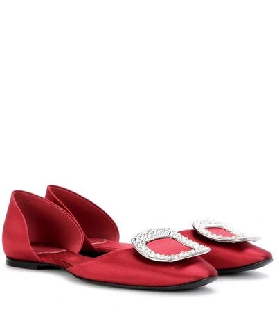 Roger Vivier Roger Vivier Crystal Buckle Satin Flats Size US 6.5 / IT 36.5 - 1 Thumbnail