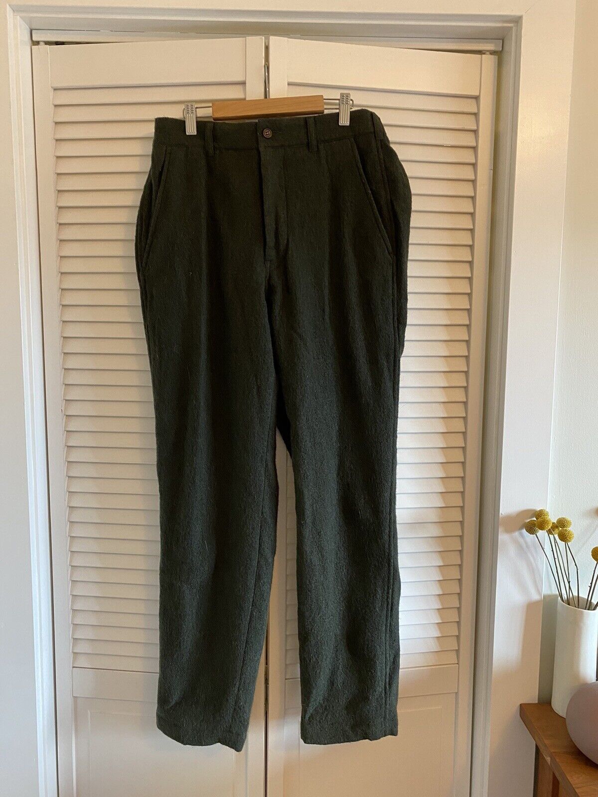 SAGE DE CRET TUMBLED WOOL TAPERED EASY PANTS MEDIUM