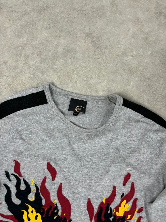 Just Cavalli AW2004 Cavalli Grey Flames Embroidered Longsleeve Size US S / EU 44-46 / 1 - 4 Thumbnail