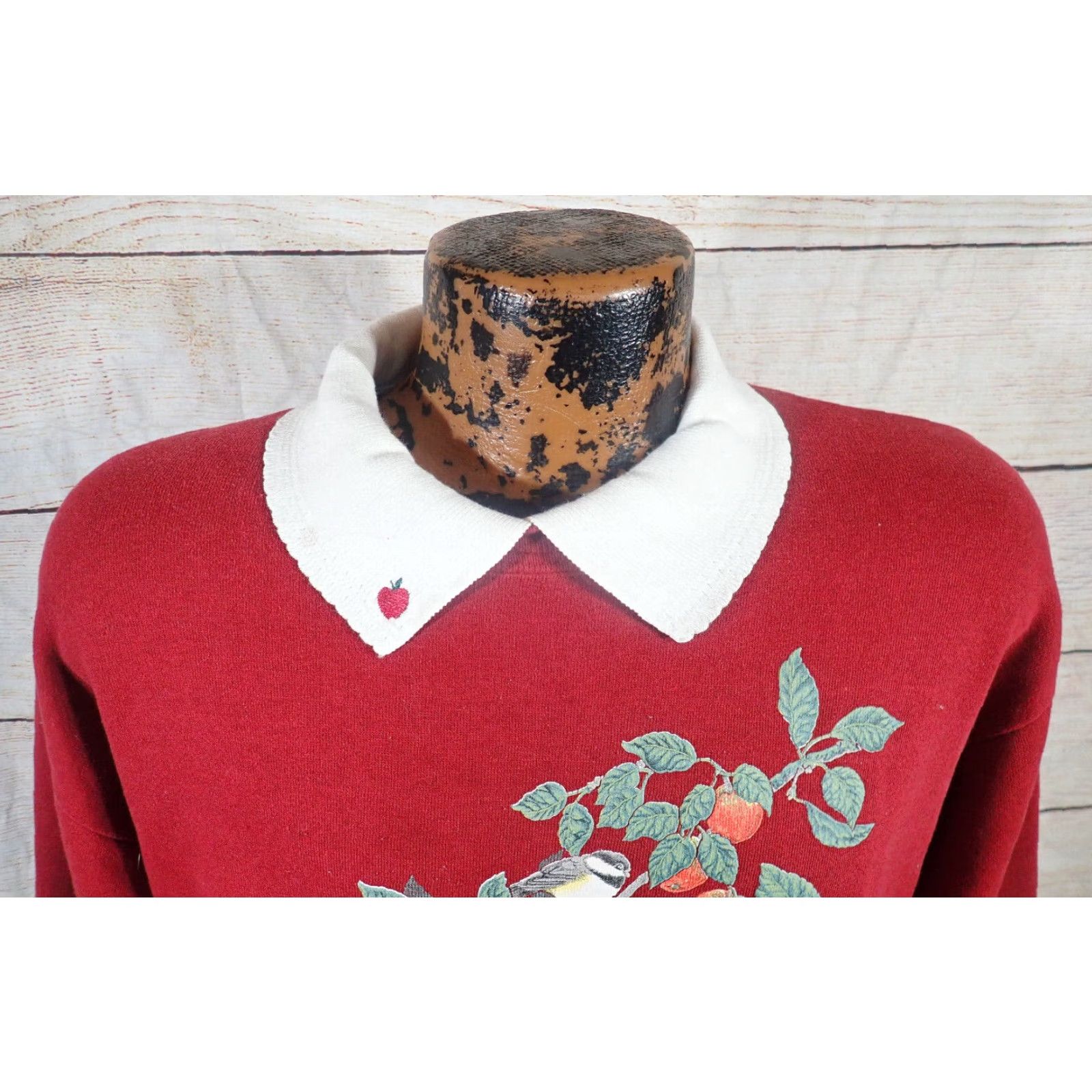 Vintage VINTAGE Morning Sun COLLARED Graphic Sweatshirt 2XL USA Apple Harvest Nature Red Cotton Blend Polyester Blend Garden Trees Little Birds USA 2XL 47 Size XXL / US 16-18 / IT 52-54 - 2 Thumbnail