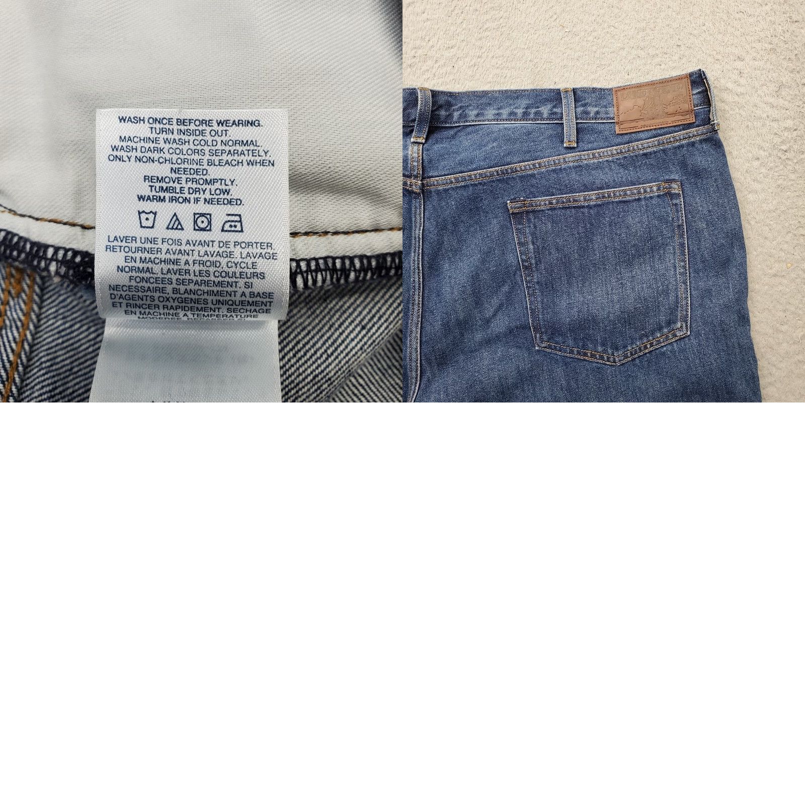 Lands' End Lands' End Jeans Mens 46 Blue Denim Straight Leg Regular High Waist 100% Cotton Pockets Belt 33.25 Inseam 43.75 Outseam Vintage No Size US 30 / EU 46 - 8 Thumbnail