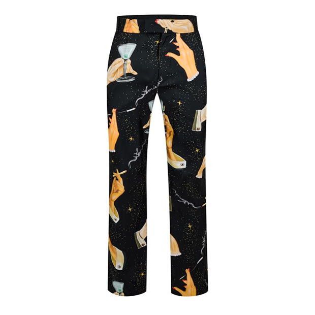Amiri AMIRI Champagne Graphic-Print Wide-Leg Silk Trousers Size US 30 / EU 46 - 1 Thumbnail