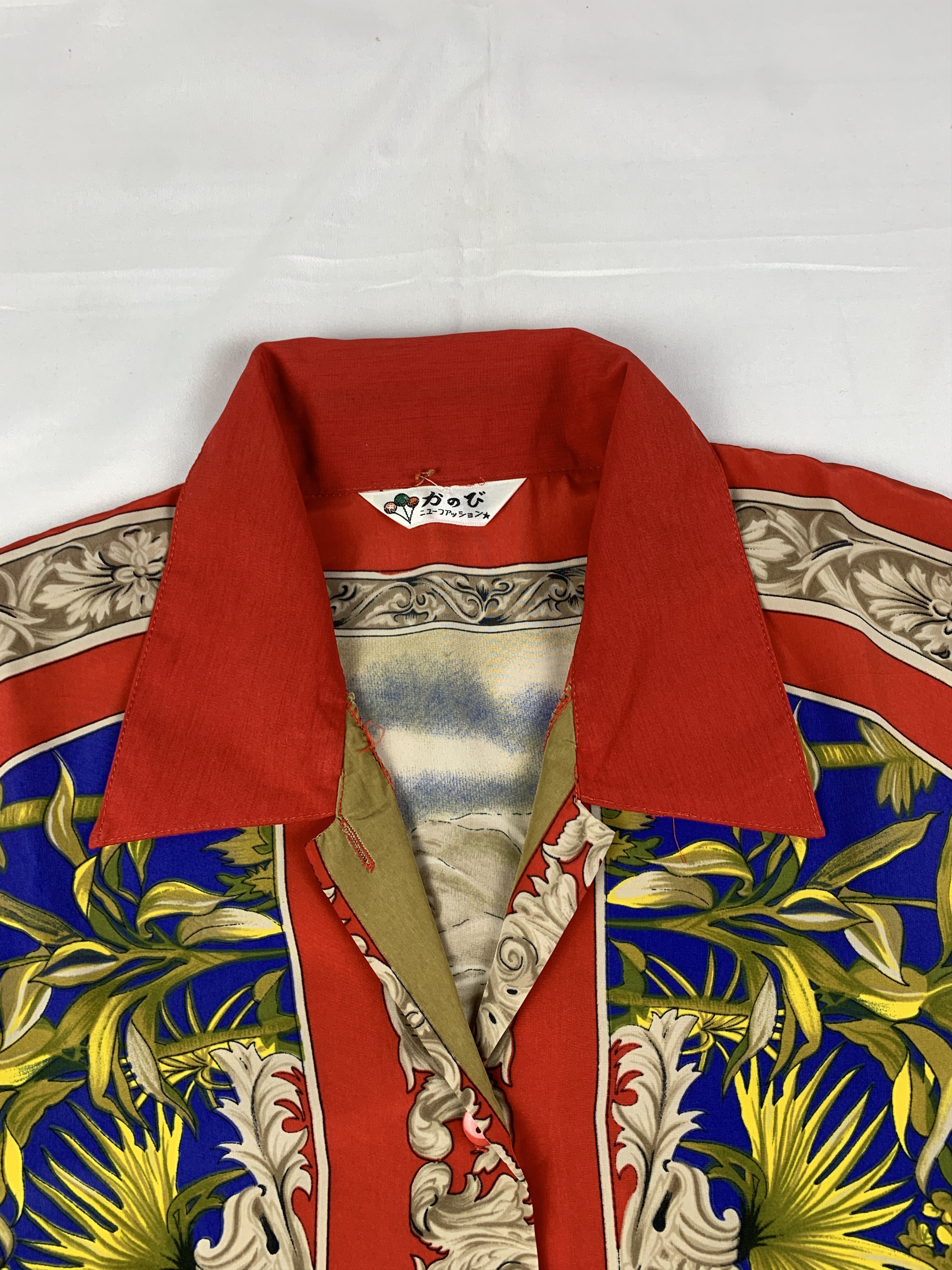 Japanese Brand Elephant Luxury Flower Art Silk Shirt (M) Size M / US 6-8 / IT 42-44 - 6 Thumbnail