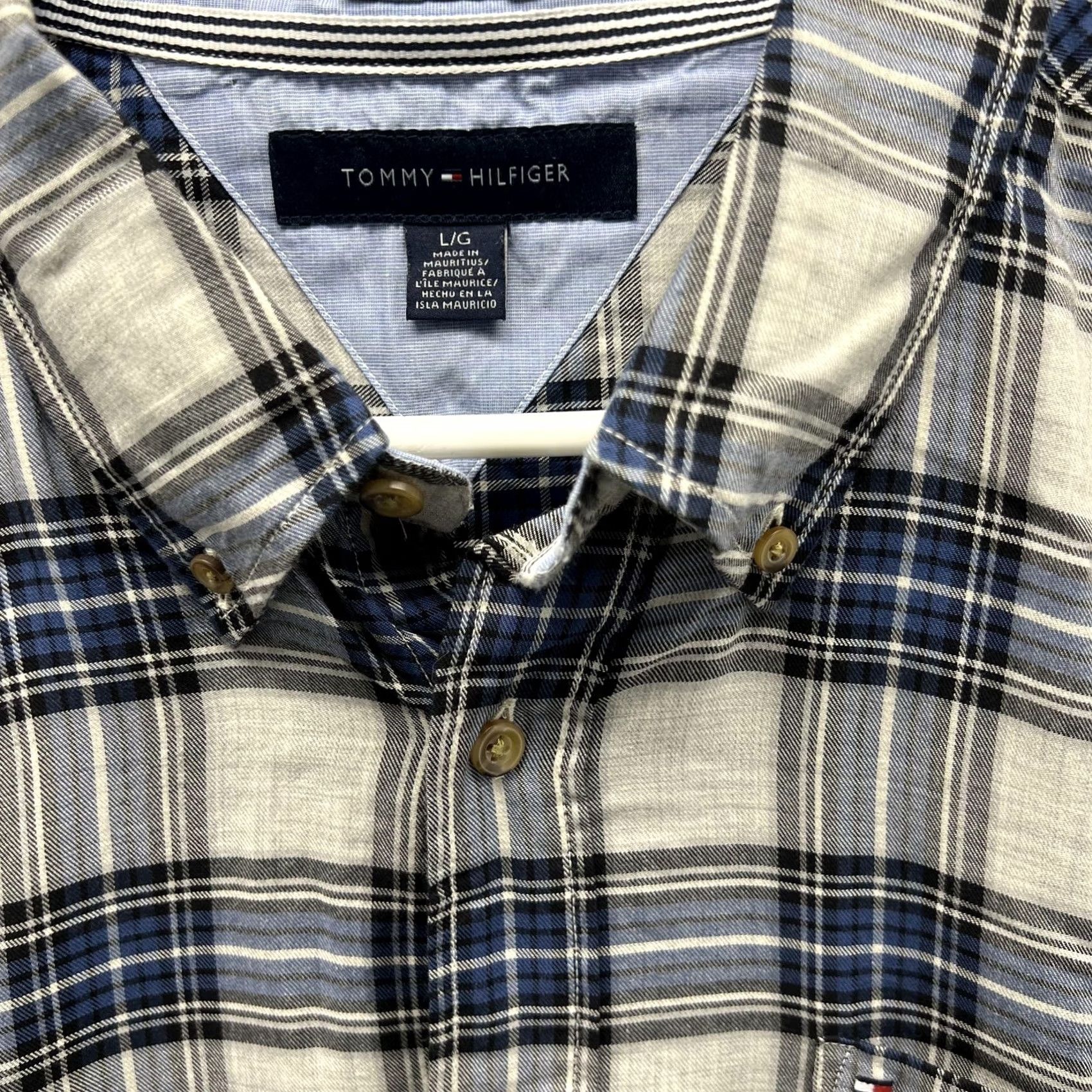 Tommy Hilfiger Tommy Hilfiger Shirt Mens L Blue Gray Plaid Slim Fit Button-Down Casual Shirt Size US L / EU 52-54 / 3 - 4 Thumbnail