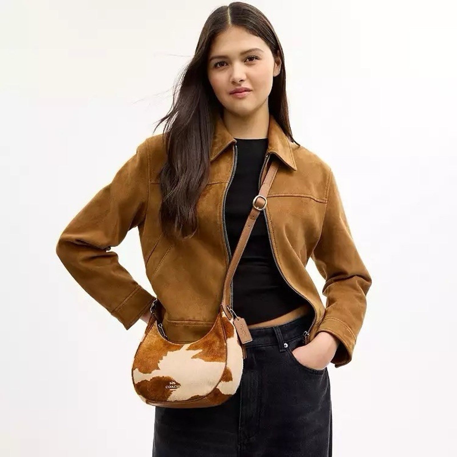Coach NWT COACH Emily Shoulder Bag In Haircalf Cow CDX23 Gold/Cow Size ONE SIZE - 9 Thumbnail