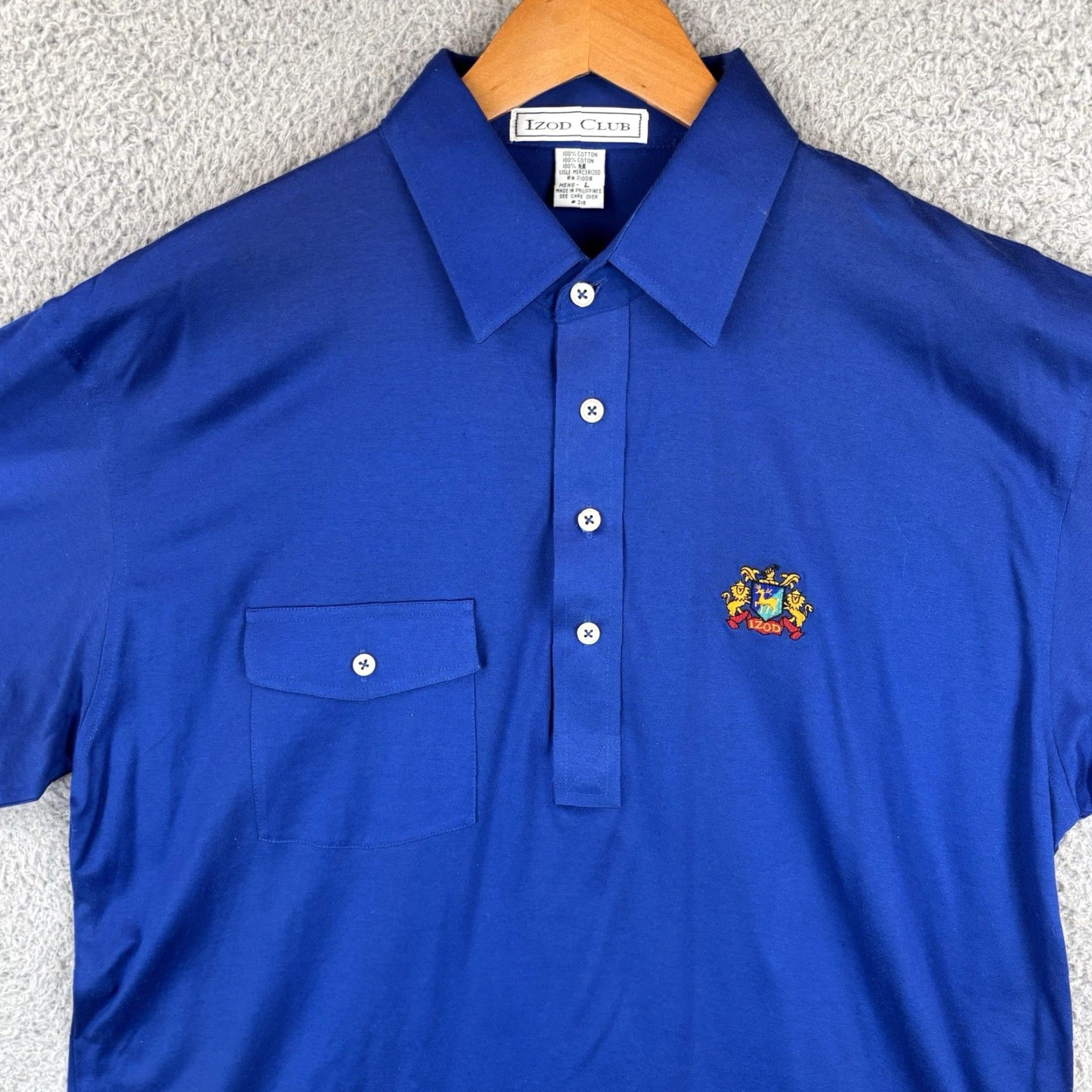 Izod VINTAGE Izod Club Polo Shirt Mens Large Blue Right Pocket Crest Logo 90s Golf Size US L / EU 52-54 / 3 - 2 Thumbnail