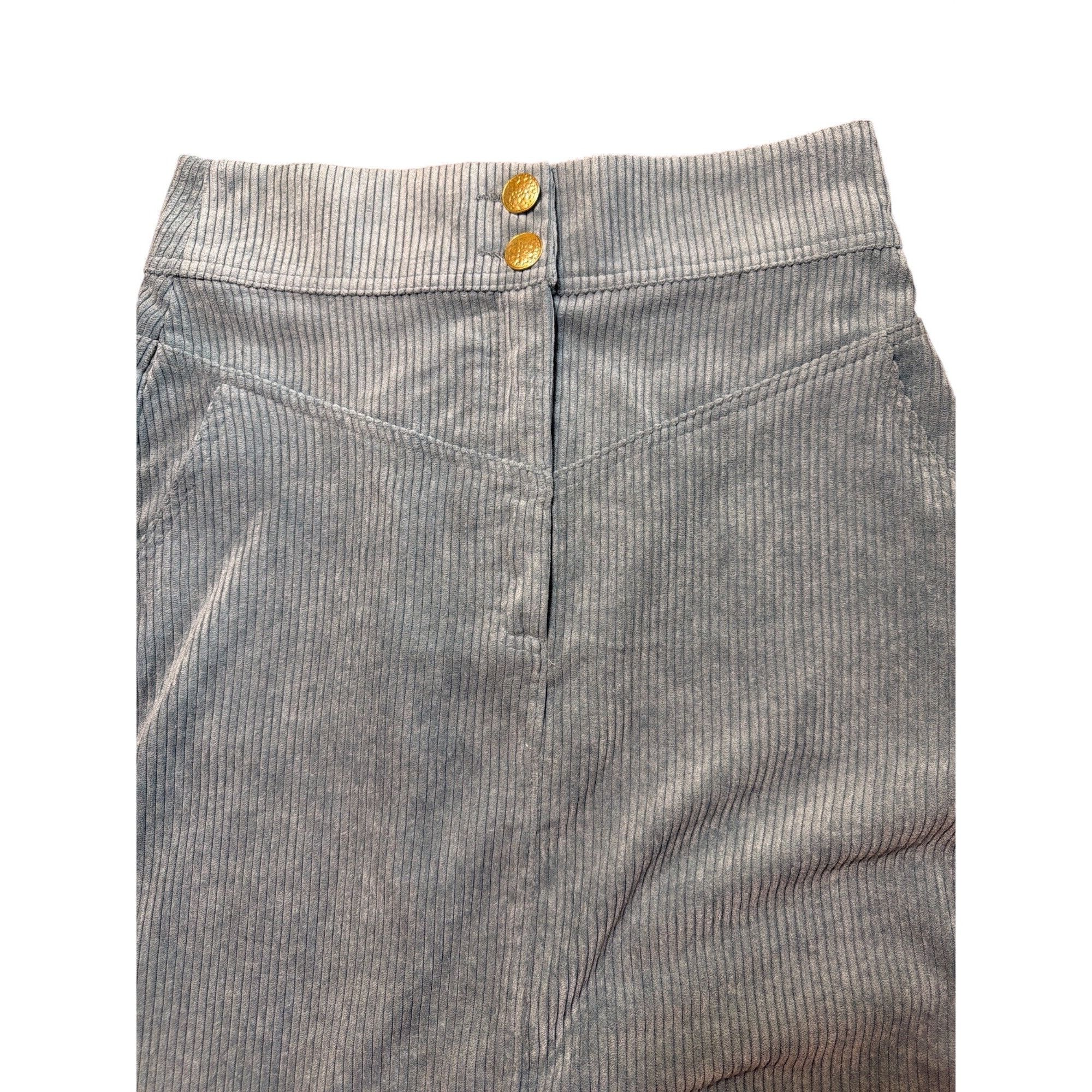 Topshop Topshop Blue Corduroy Maxi Skirt Back Front Slits High Waist Size 30" / US 8 / IT 44 - 4 Thumbnail