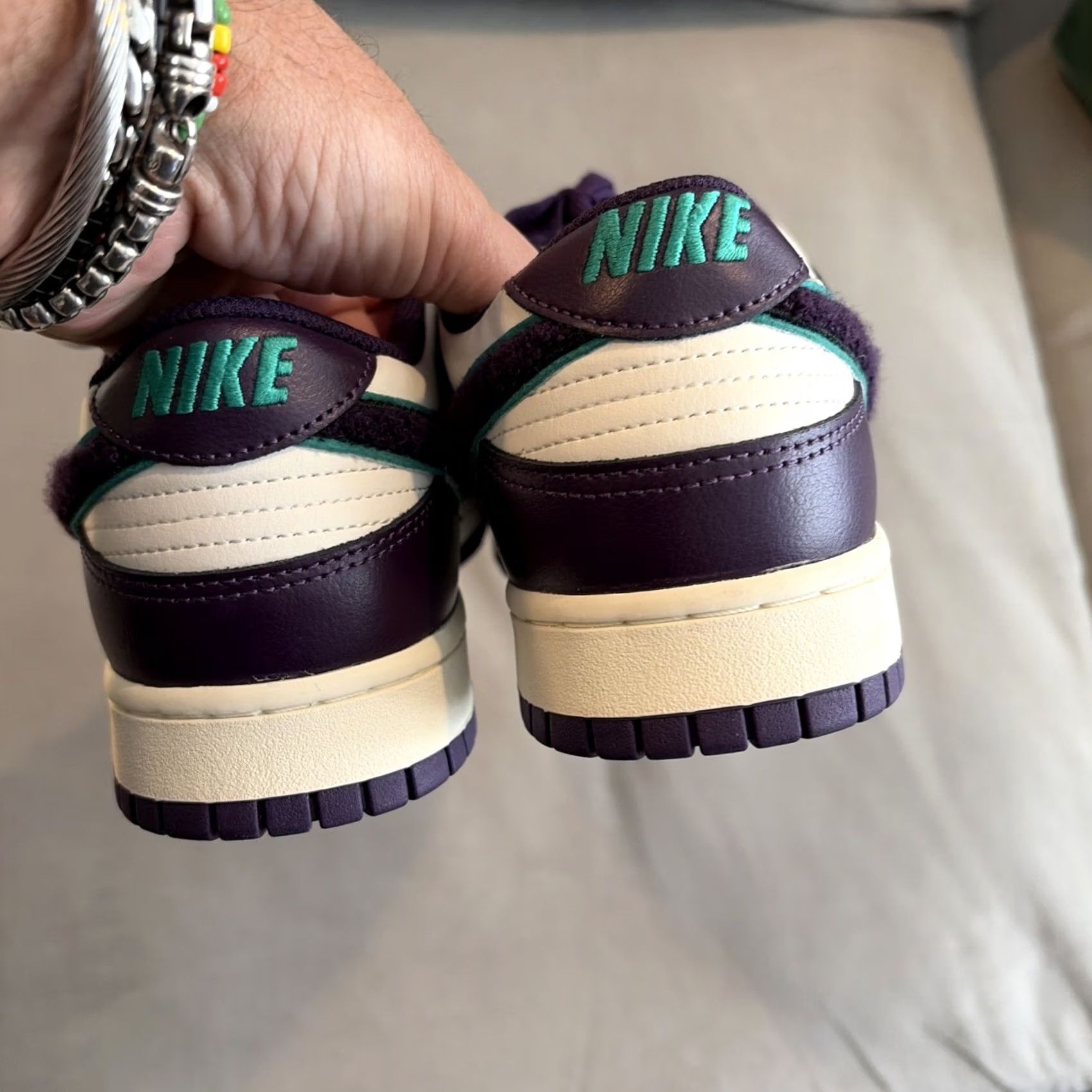 Nike Nike Dunk Low Chenille Swoosh Grand Purple - Size 12.5 Men's Sneaker White Leather 2022 DQ7683-100 Size US 13 / EU 46 - 3 Thumbnail