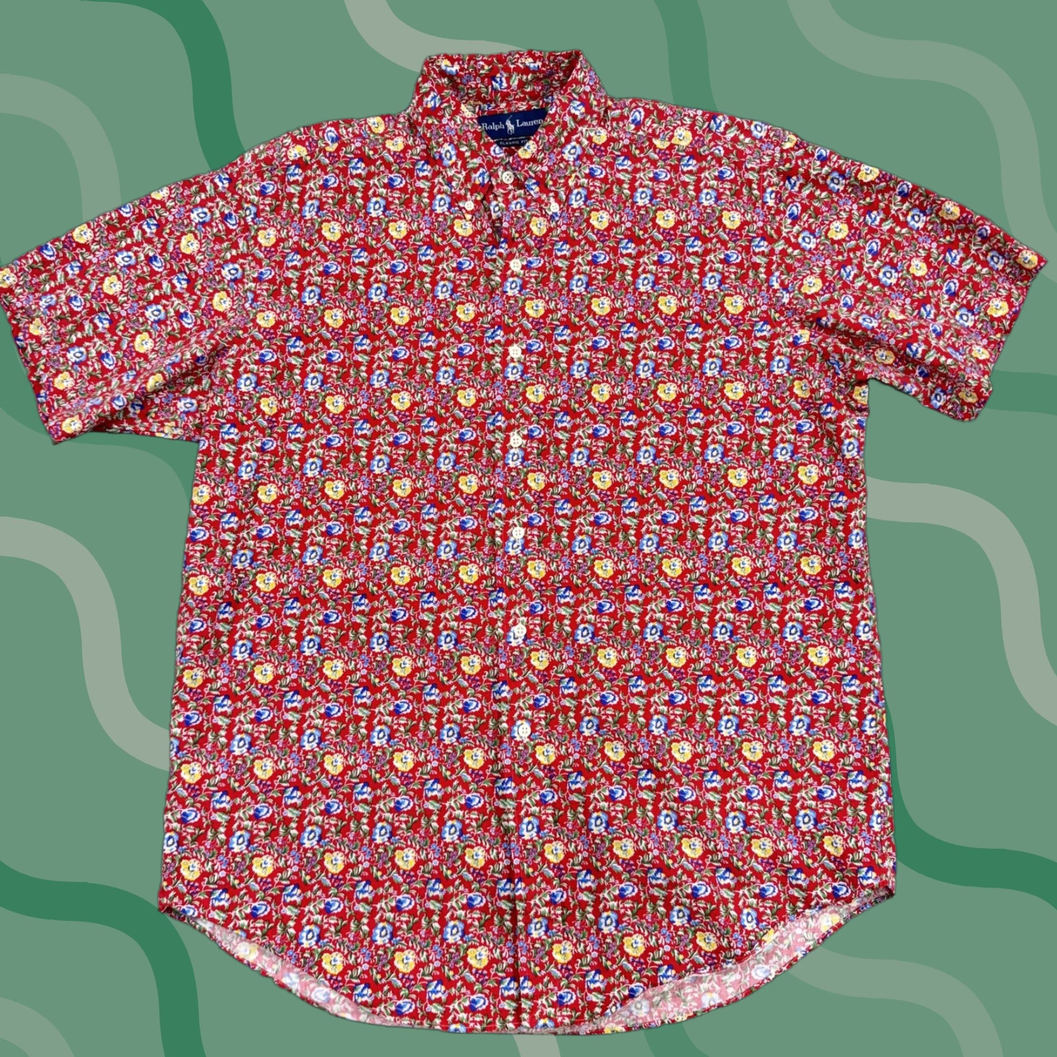 Ralph Lauren Ralph Lauren Shirt Mens Large Red Floral Print Short Sleeve Classic Fit Summer Size US L / EU 52-54 / 3 - 1 Thumbnail