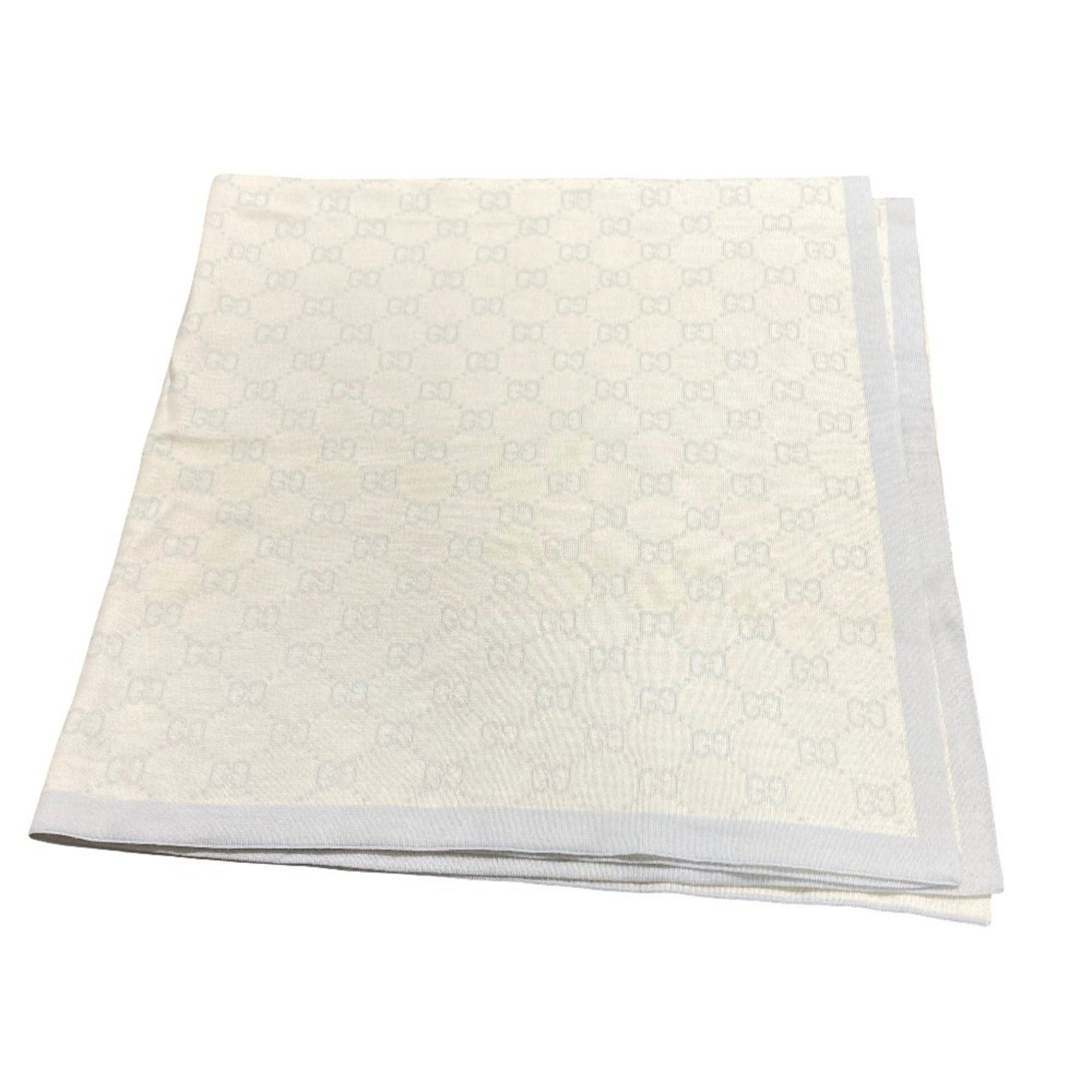 Gucci GUCCI GG pattern wool knit scarf 256310 Light blue beige Women's Size ONE SIZE - 1 Thumbnail