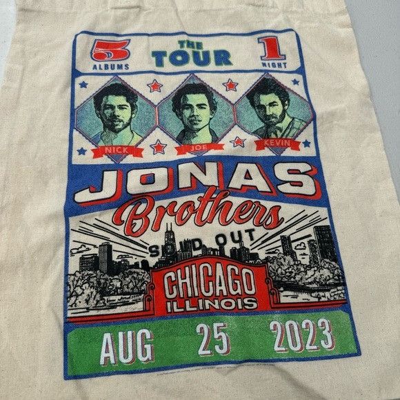 Band Tees × Designer NEW JONAS BROTHERS CHICAGO ILLINOIS TOUR TOTE BAG Size ONE SIZE - 2 Thumbnail