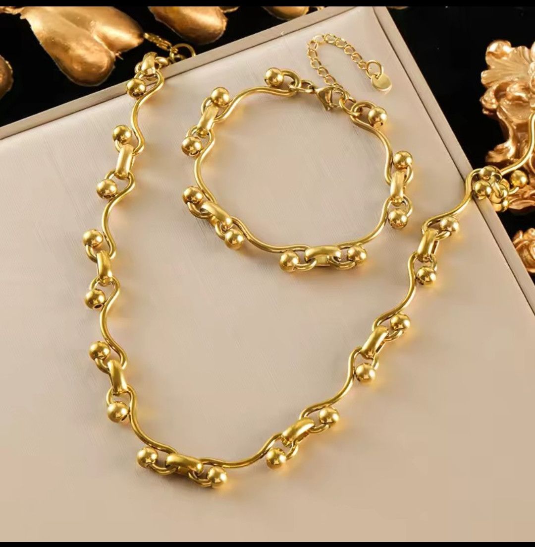 Jewelry Ball Chain Necklace Bracelet Set Size ONE SIZE - 2 Thumbnail