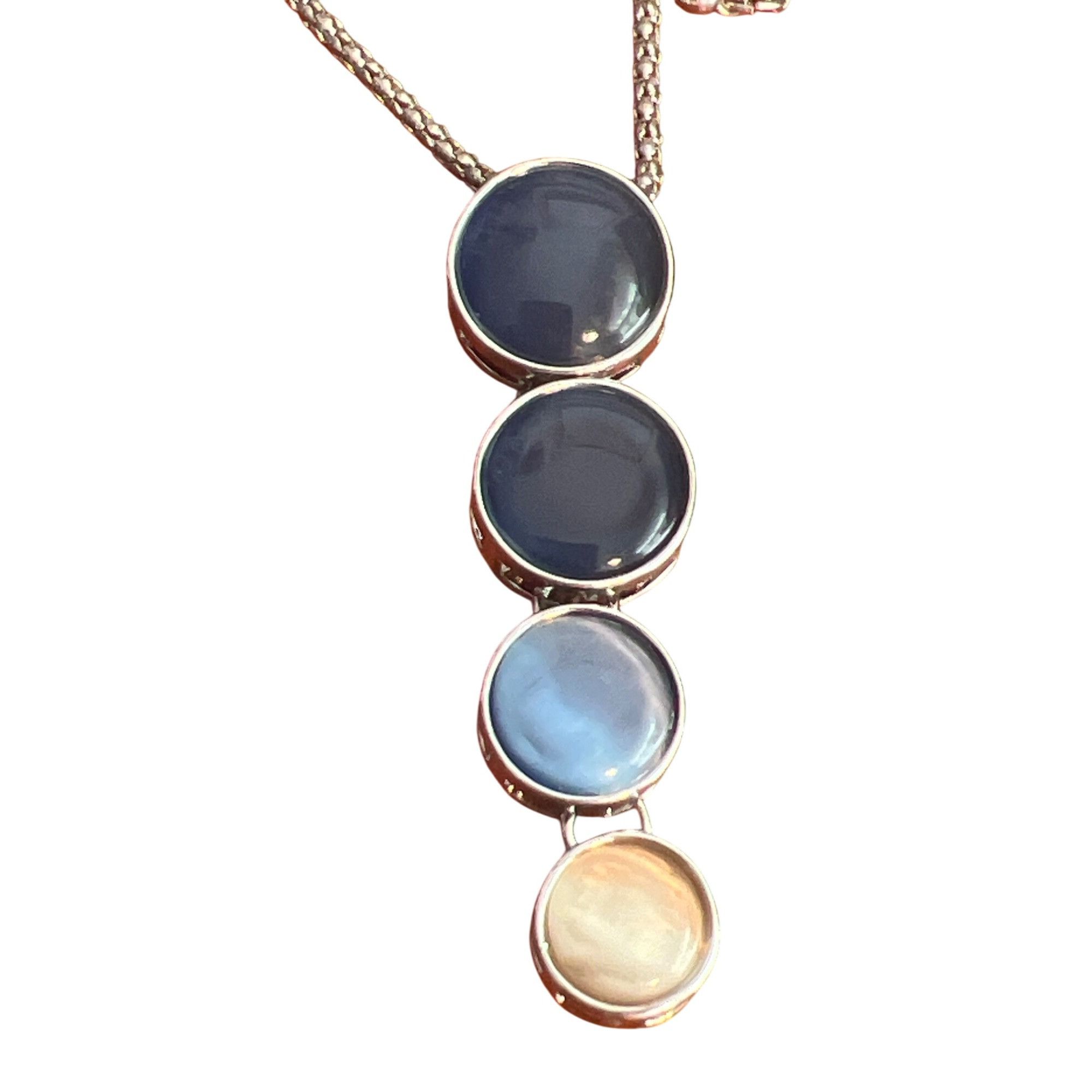 Other Silver Chain Necklace Gradient Blue White Round Articulated Size ONE SIZE - 2 Thumbnail