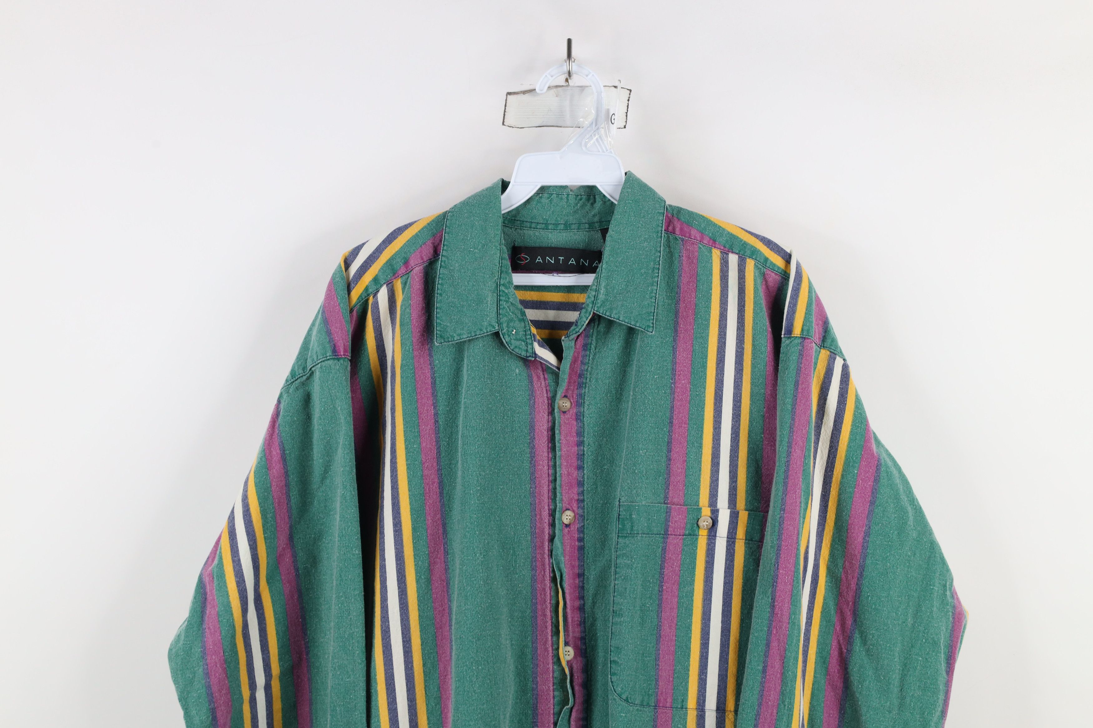 Vintage Vintage 90s Streetwear Rainbow Striped Collared Button Shirt Size US L / EU 52-54 / 3 - 2 Thumbnail