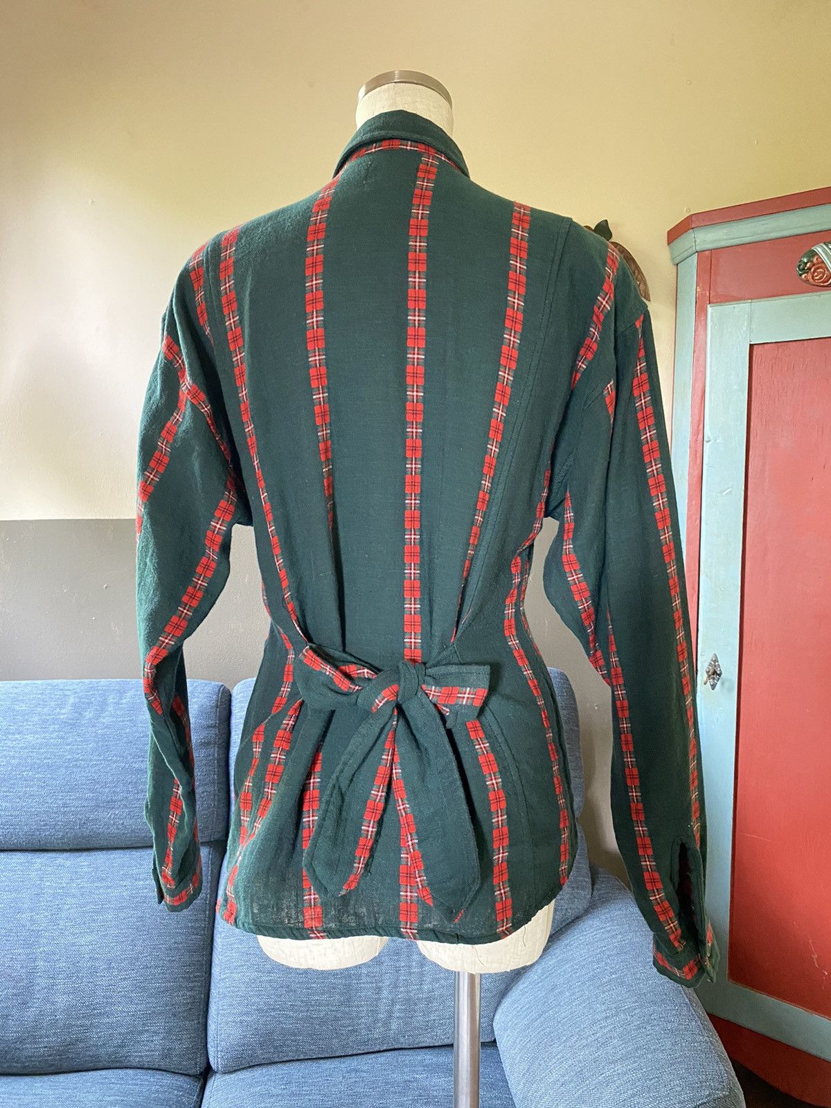 Designer × Vintage NARA CAMICE Green Long-Sleeve Shirt with Red Stripes Size M / US 6-8 / IT 42-44 - 13 Thumbnail