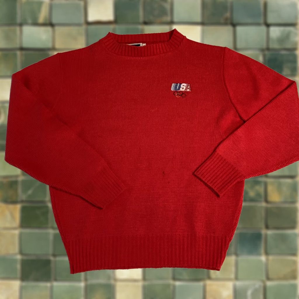 Vintage VINTAGE Levi’s Sweater Red USA Olympics Women’s Large Red Mock Neck Long Sleeve Pullover Acrylic L Size L / US 10 / IT 46 - 1 Thumbnail