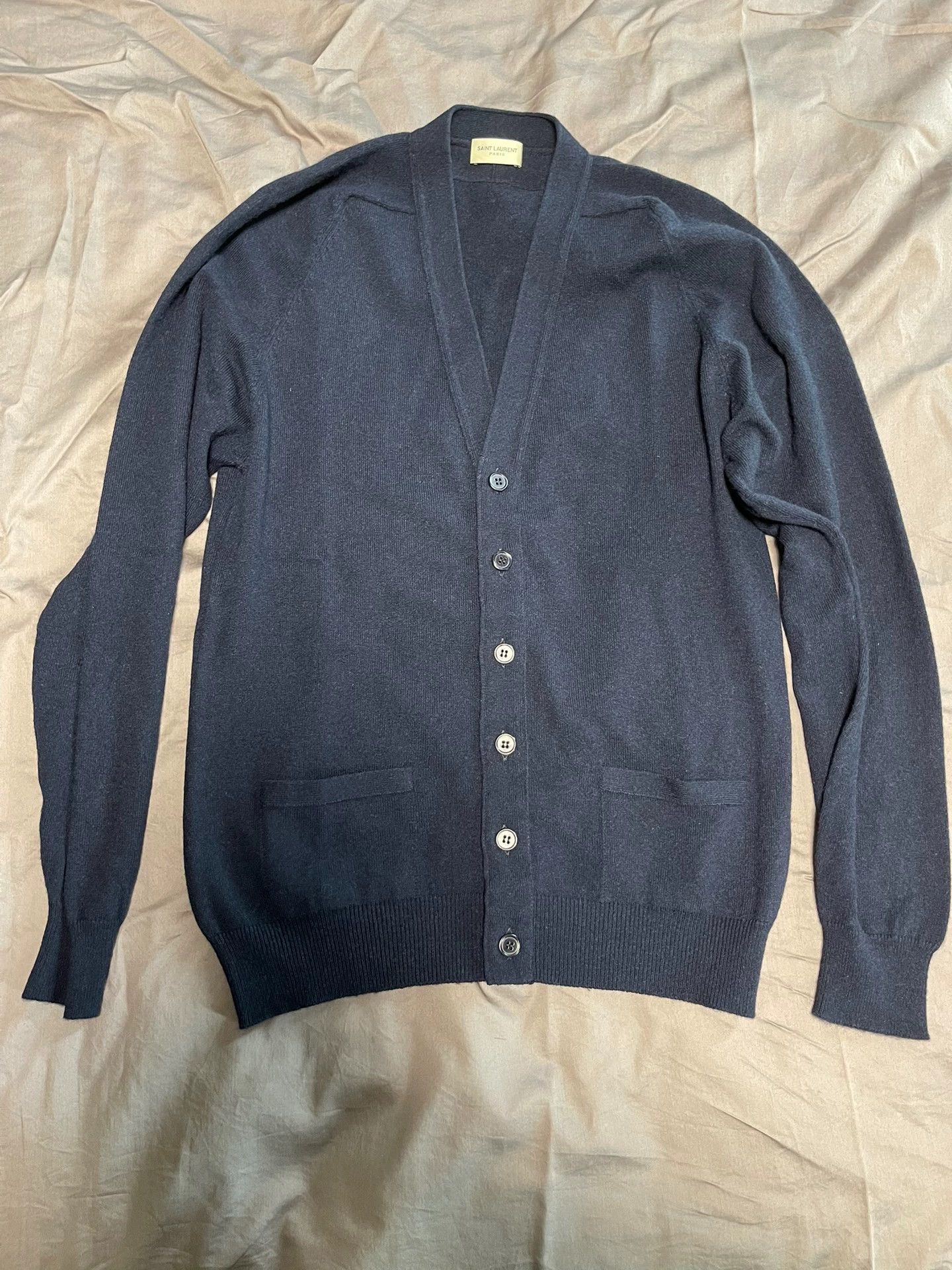 Saint Laurent Paris SLP 13SS Navy Cardigan S Cashmere Dolman Size US XS / EU 42 / 0 - 1 Thumbnail