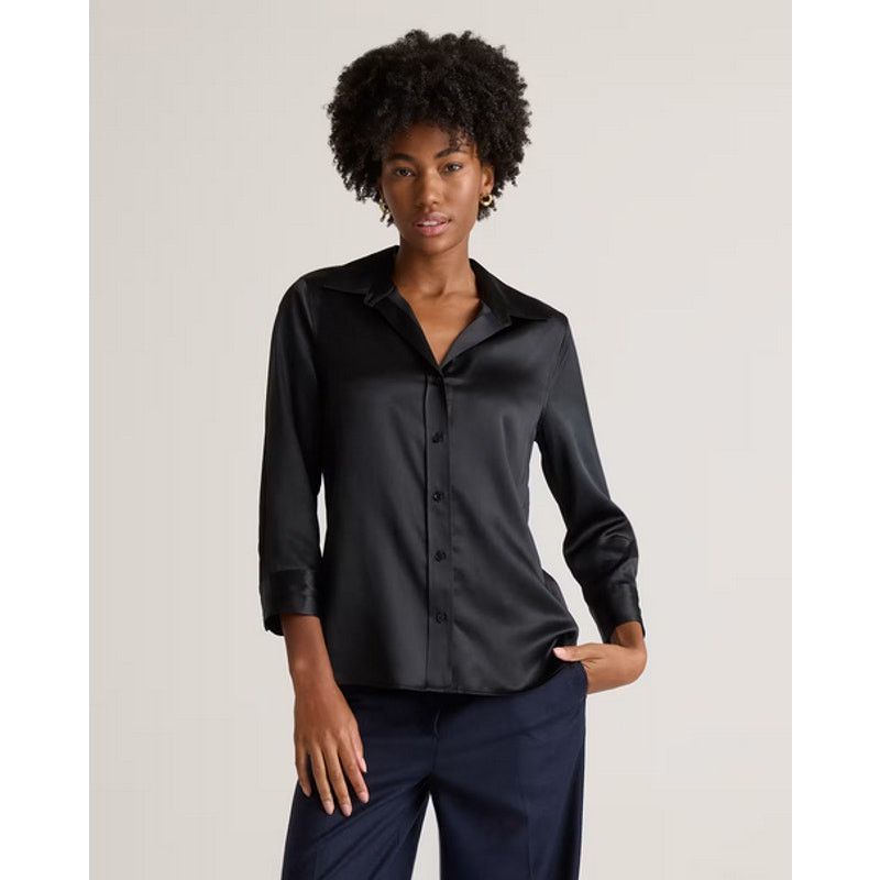Quince Quince 100% Silk Three-Quarter Sleeve Shirt Medium NWT Size M / US 6-8 / IT 42-44 - 1 Thumbnail