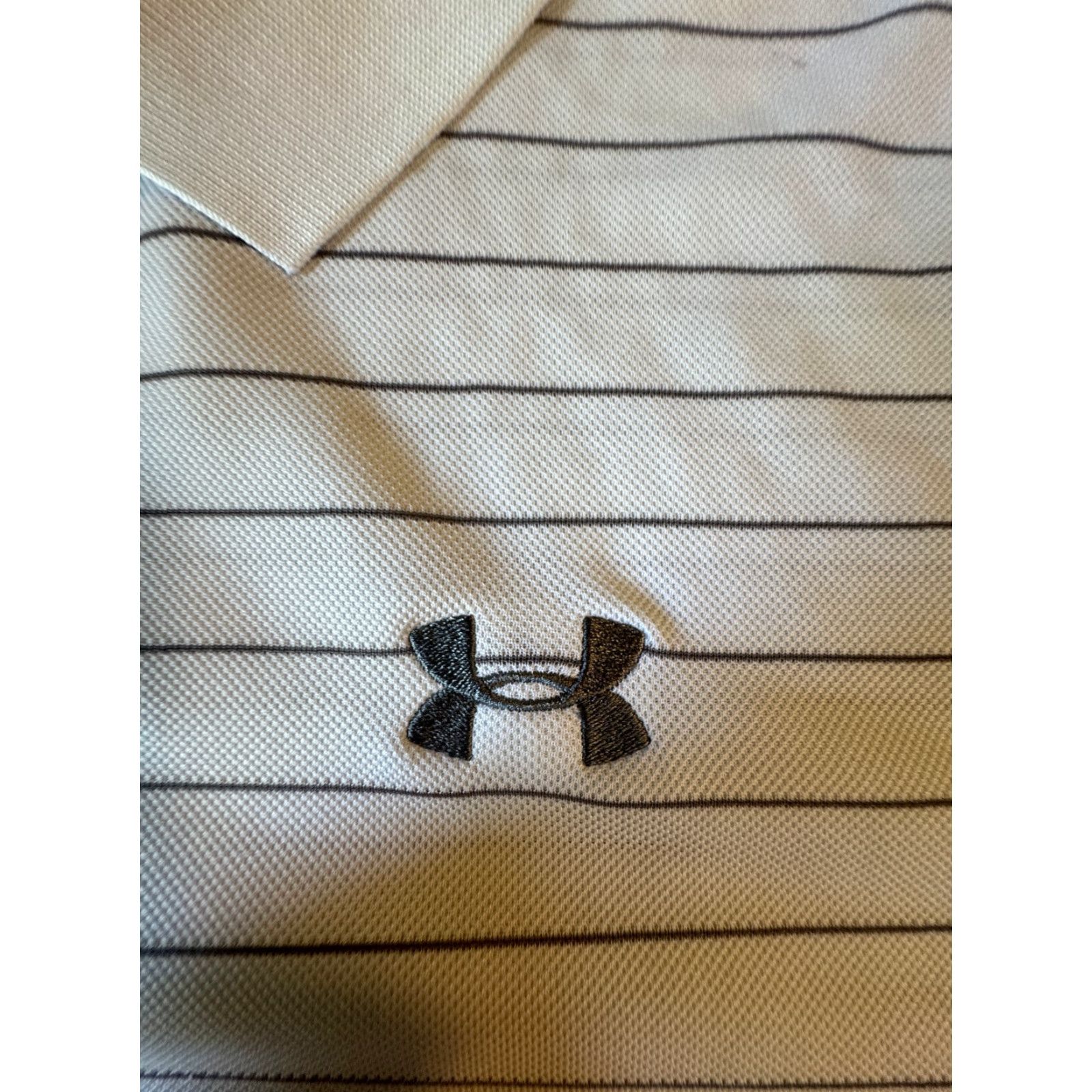 Under Armour Under Armour HeatGear Polo Shirt Short Sleeve Mens XL White Gray Striped Polo Shirt Size US XL / EU 56 / 4 - 3 Thumbnail